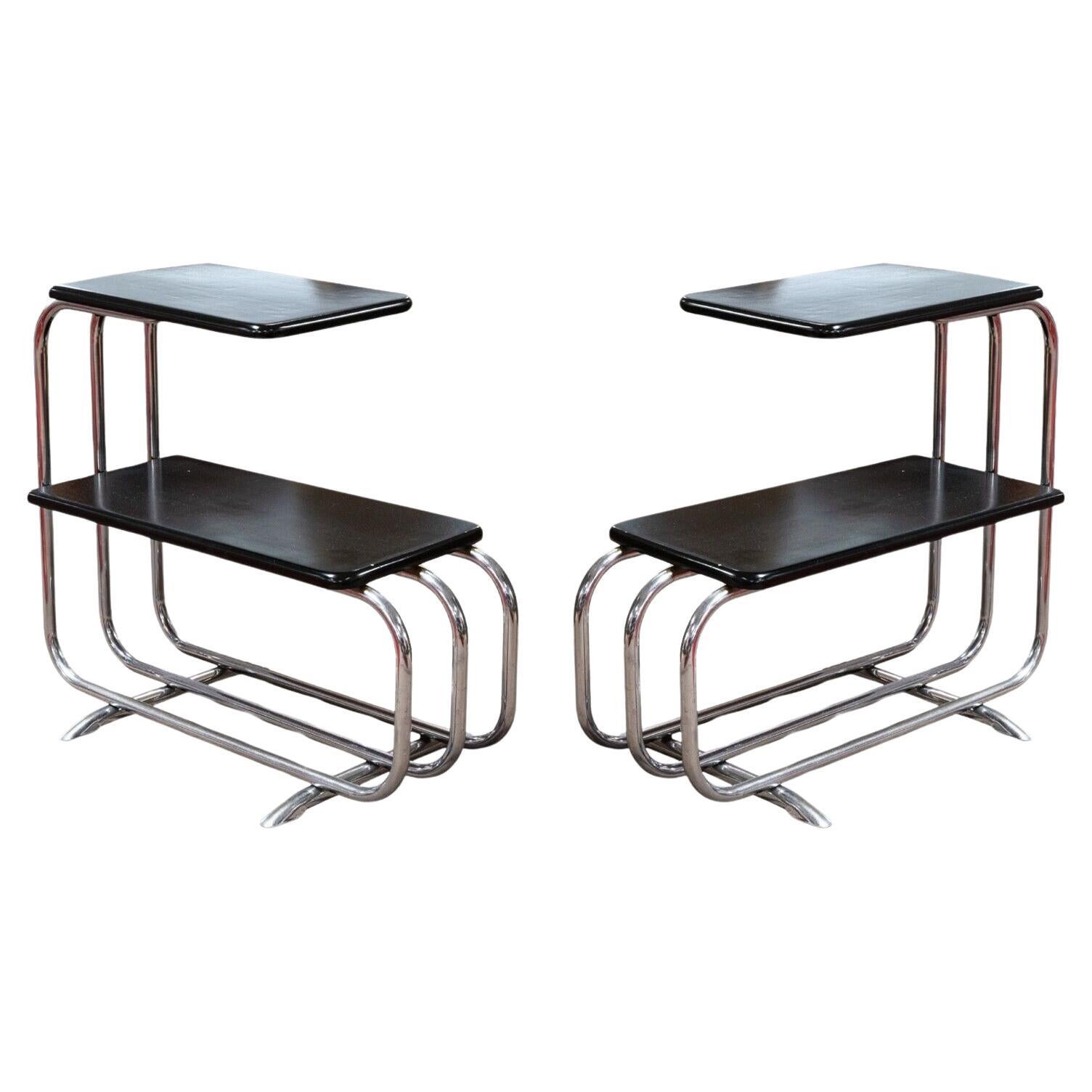 Pair of Alfons Bach for Lloyd Manufacturing Co Art Deco Two Tier Side End Tables For Sale