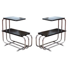 Pair of Alfons Bach for Lloyd Manufacturing Co Art Deco Two Tier Side End Tables