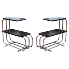 Pair of Alfons Bach for Lloyd Manufacturing Co Art Deco Two Tier Side End Tables
