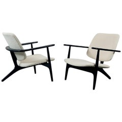 Pair of Alfred Hendrickx S3 Armchairs for Belform, 1958, New Upholstery