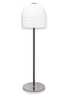 Pair of Alfredo Barbini for Murano Glass Black Metal and Chrome Floor Lamps