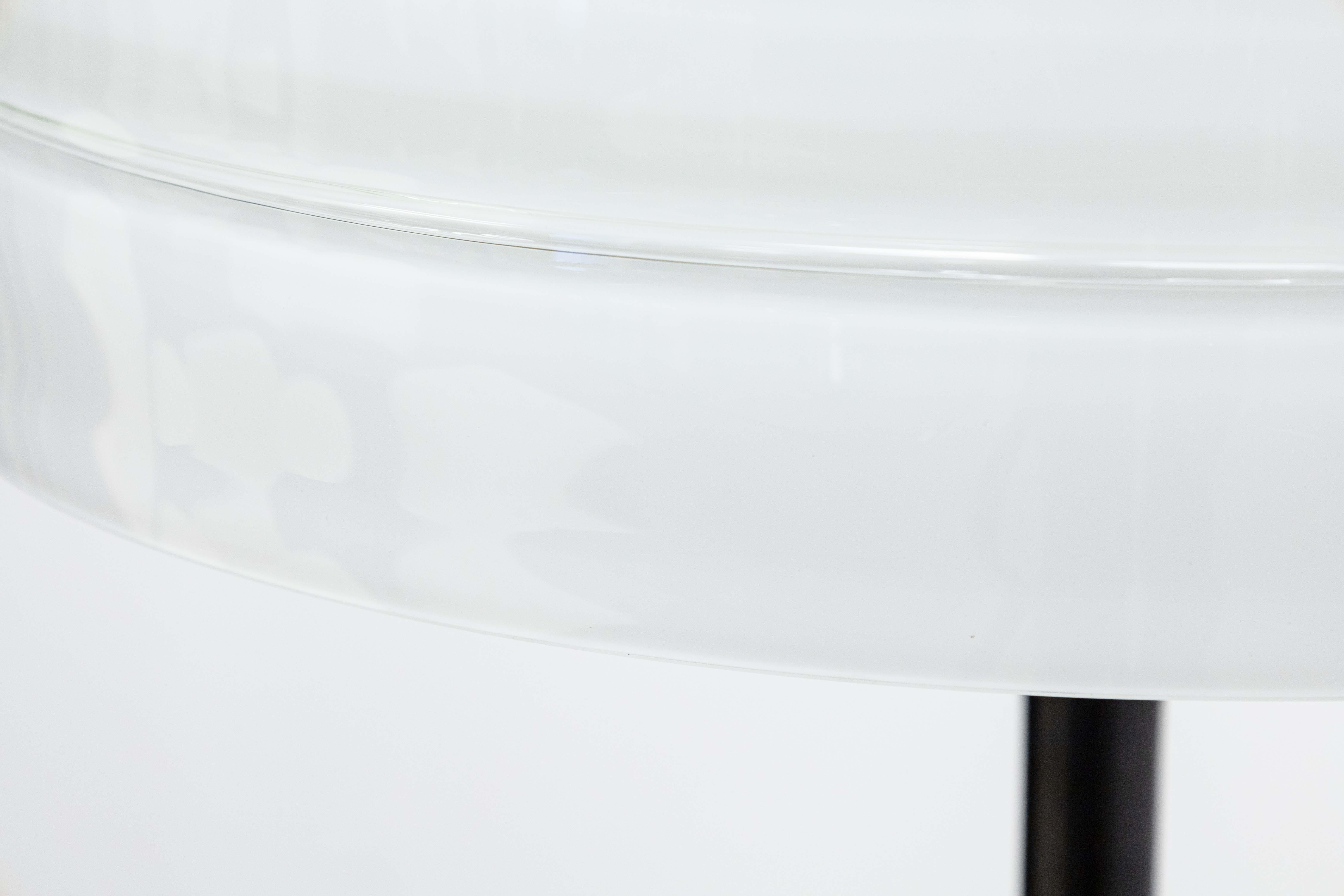 Pair of Alfredo Barbini for Murano Glass Black Metal and Chrome Floor Lamps For Sale 1