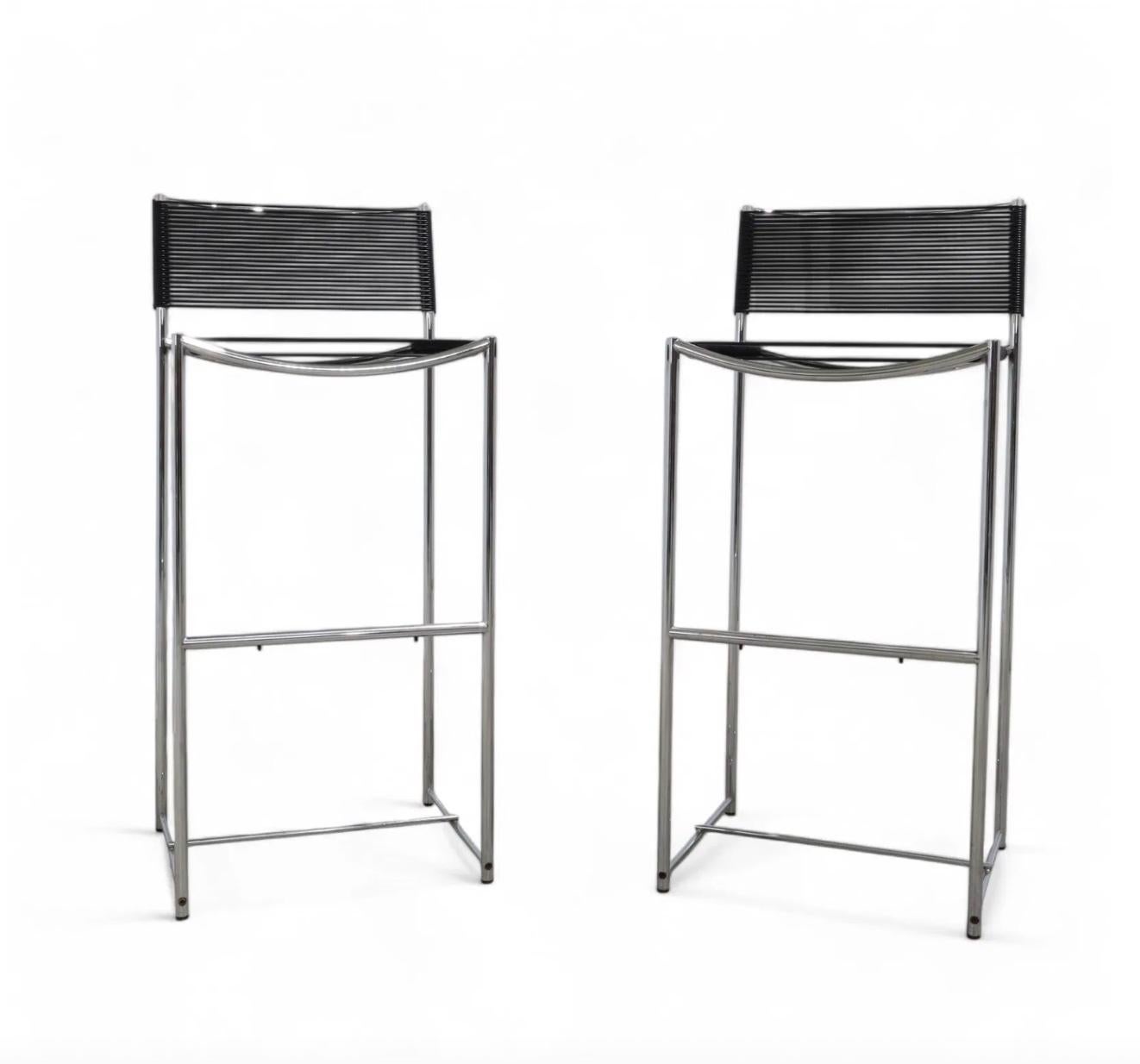 italien Paire de tabourets spaghetti en chrome noir d'Alias Italy par Giandomenico Belotti en vente