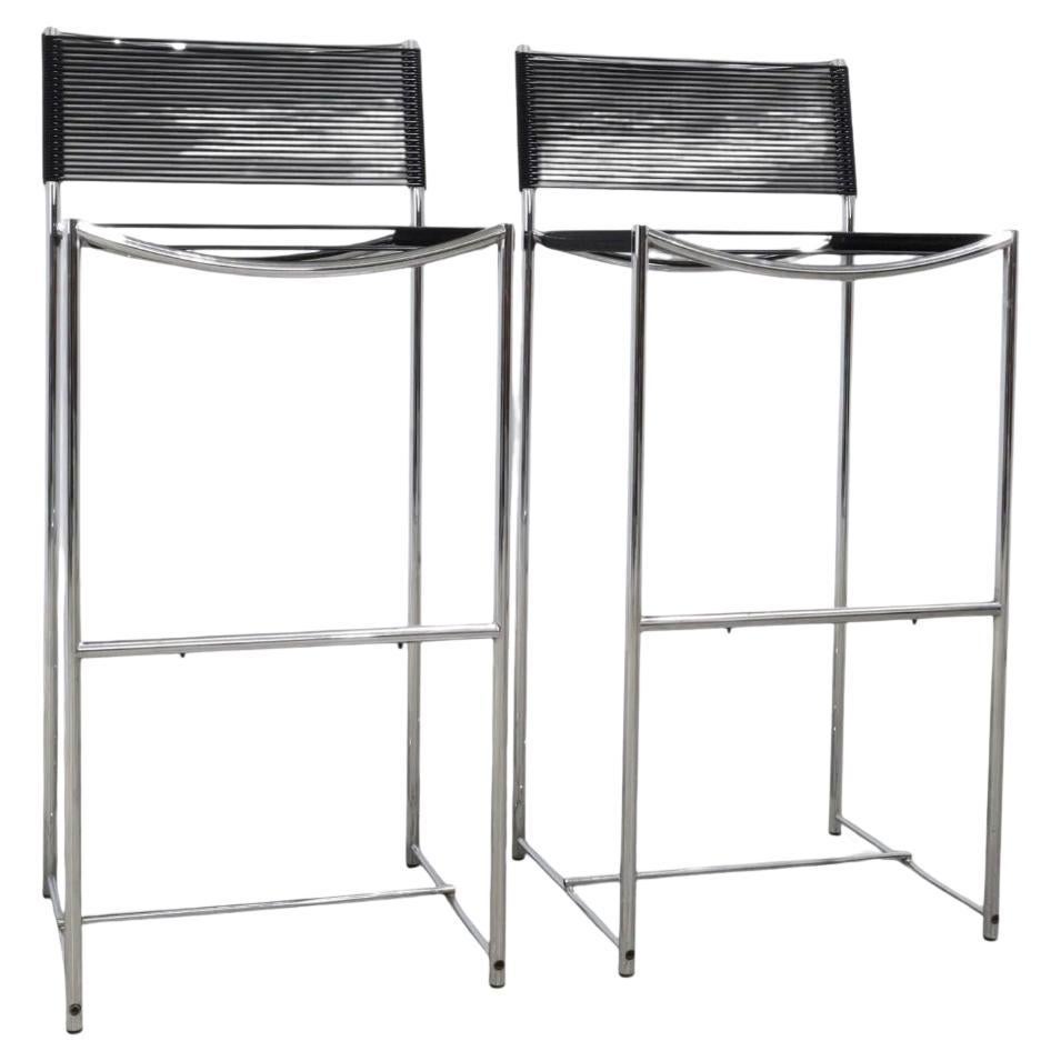 Pair of Alias Italy Black Chrome spaghetti stools by Giandomenico Belotti