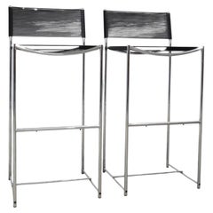 Pair of Alias Italy Black Chrome spaghetti stools by Giandomenico Belotti