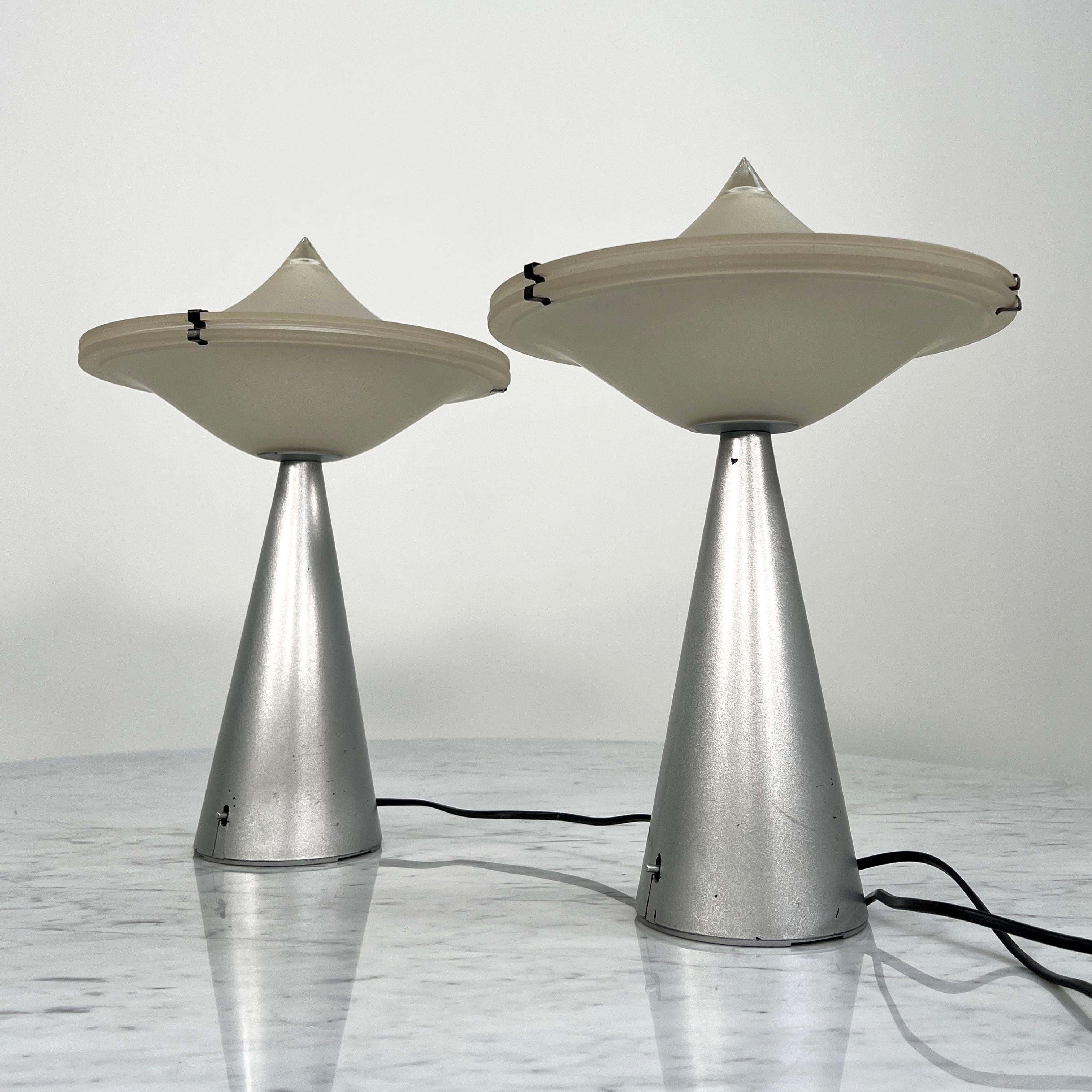 Glass Pair of Alien Table Lamps by Cesare Lacca for Tre Ci Luce, 1970s