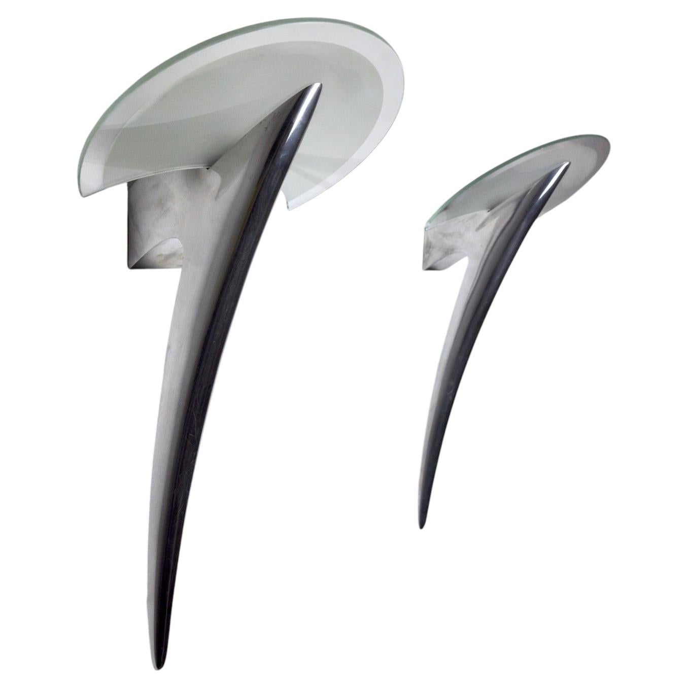 Pair of "Alien" Wall Sconces by Taller Uno, Spain, Circa 1970s For Sale