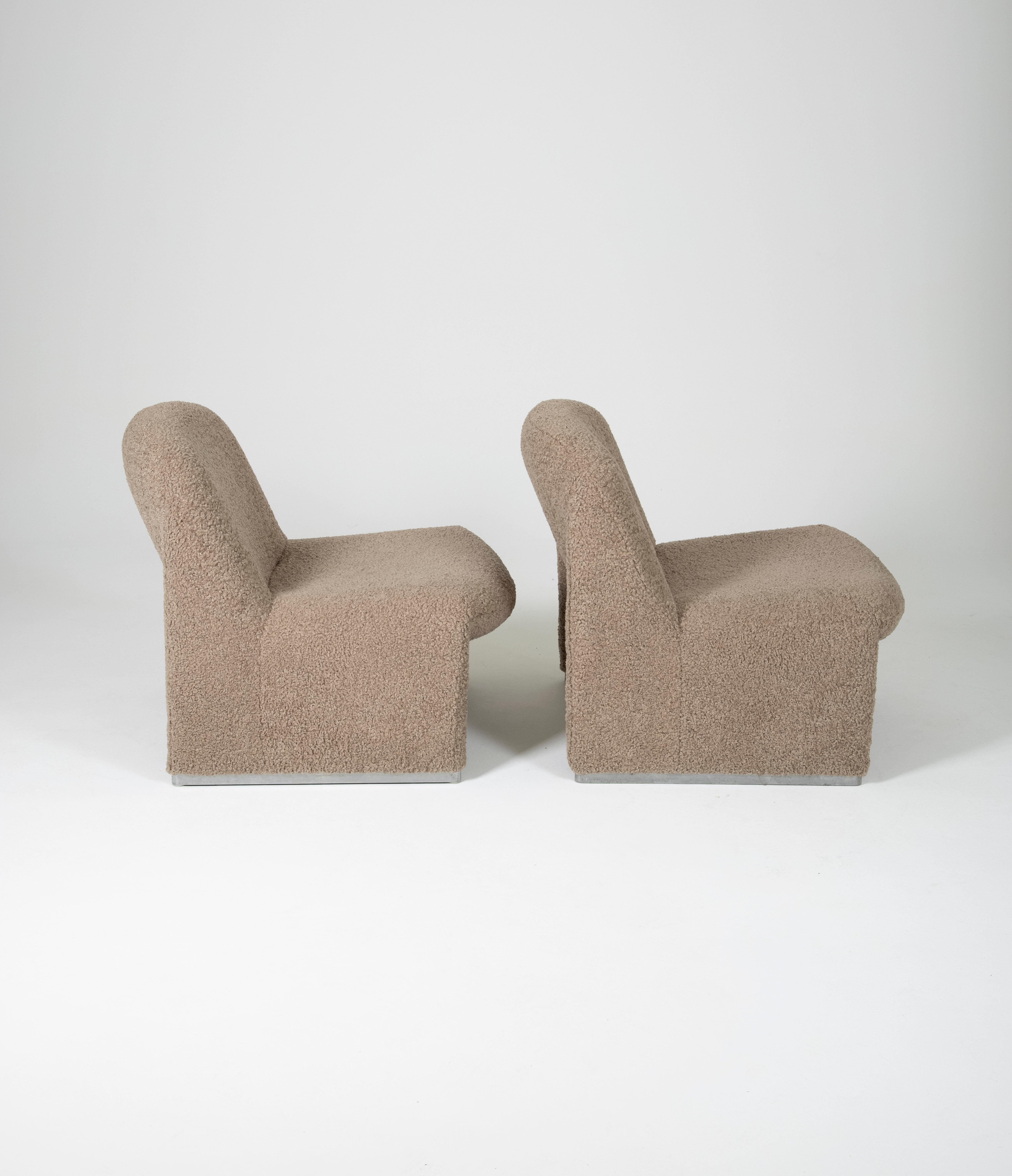 Aluminum Pair of Alky Armchairs by Giancarlo Piretti for Artifort, 1970s