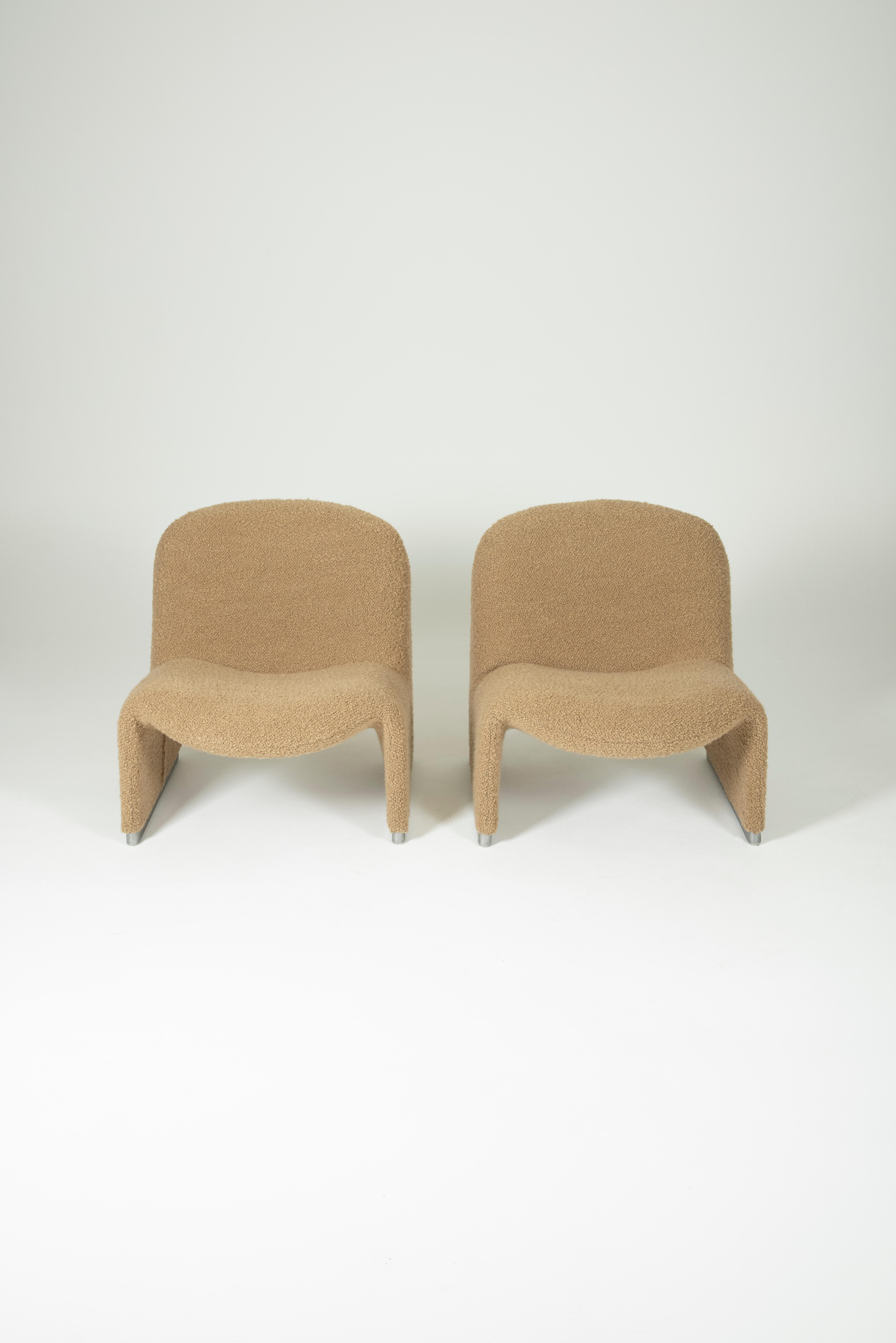 Fabric Pair of Alky Armchairs by Giancarlo Piretti for Artifort, 1970s