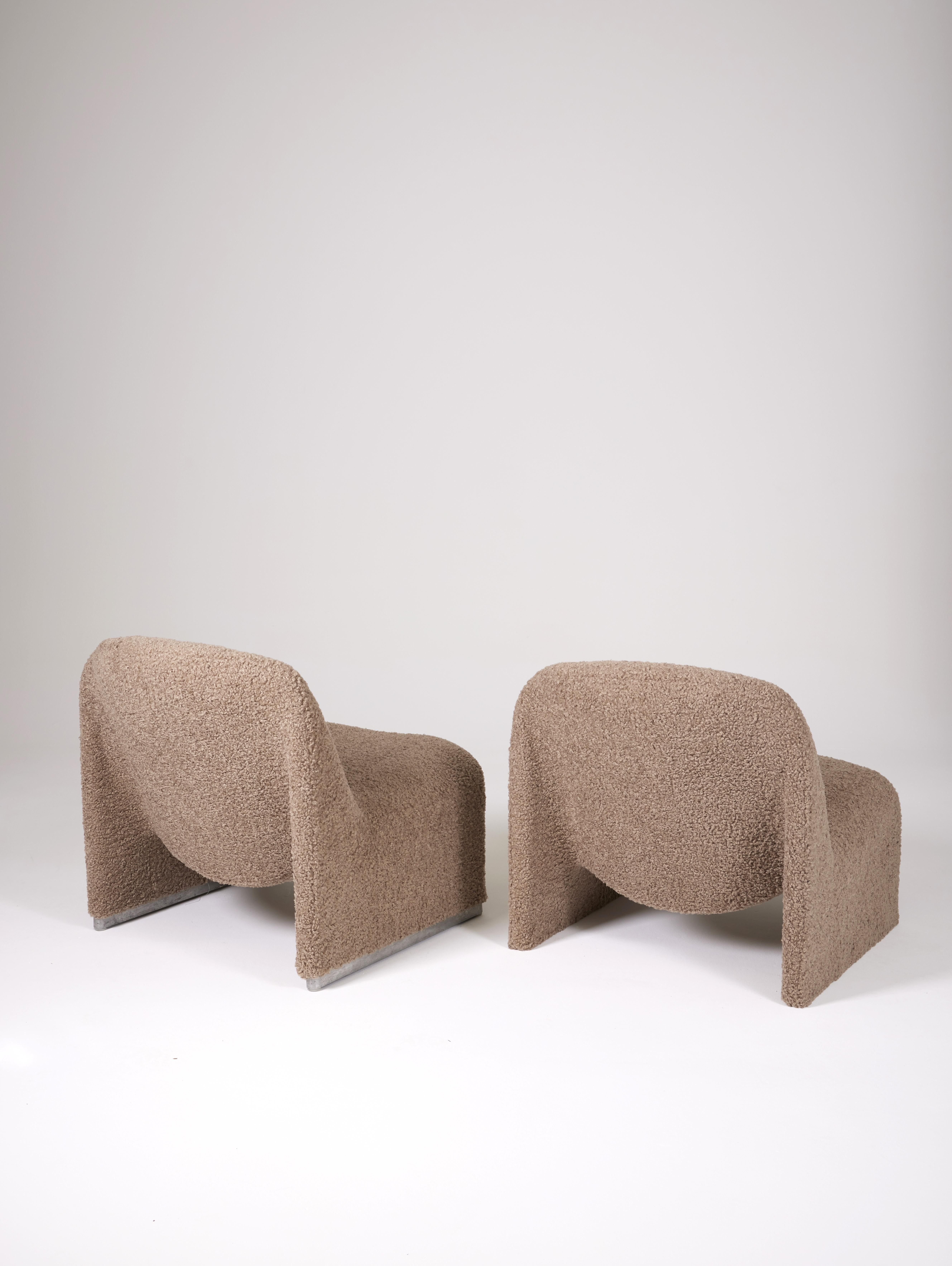 Aluminum Pair of Alky armchairs by Giancarlo Piretti for Artifort, Italy 1970s 