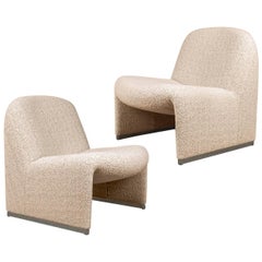 Pair of 'Alky' Chairs by Piretti Boucle Nacre Erose Dedar for Margaret