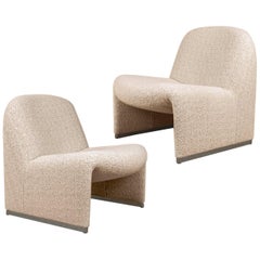 Pair of 'Alky' Chairs by Piretti Boucle Nacre Erose Dedar for Margaret