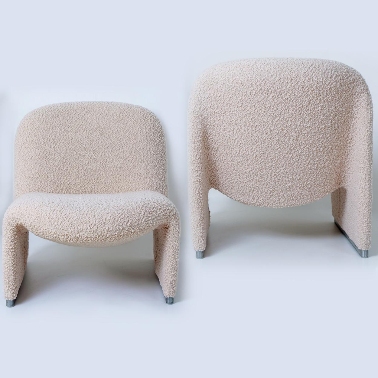Pair of 'Alky' Chairs by Piretti New Upholstery Boucle Nimbus Dedar 5