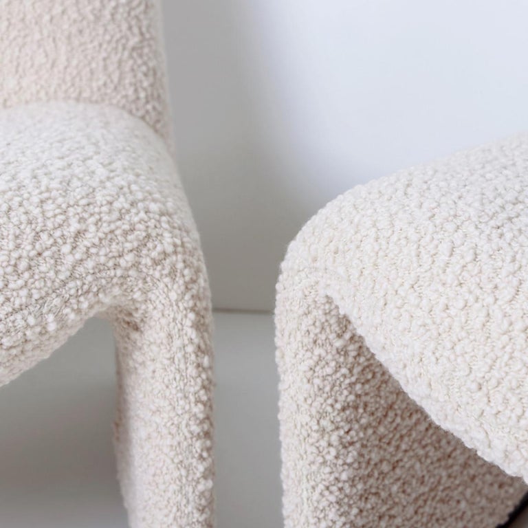 Italian Pair of 'Alky' Chairs by Piretti New Upholstery Boucle Nimbus Dedar For Sale
