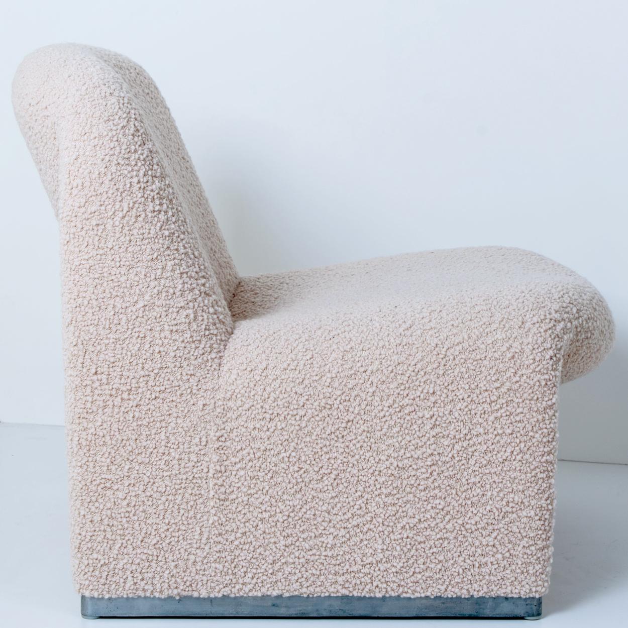 Mid-Century Modern Pair of 'Alky' Chairs by Piretti New Upholstery Boucle Nimbus Dedar