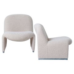 Pair of 'Alky' Chairs by Piretti New Upholstery Boucle Nimbus Dedar
