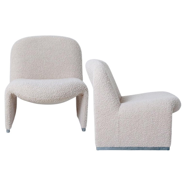 Pair of 'Alky' Chairs by Piretti New Upholstery Boucle Nimbus Dedar For Sale