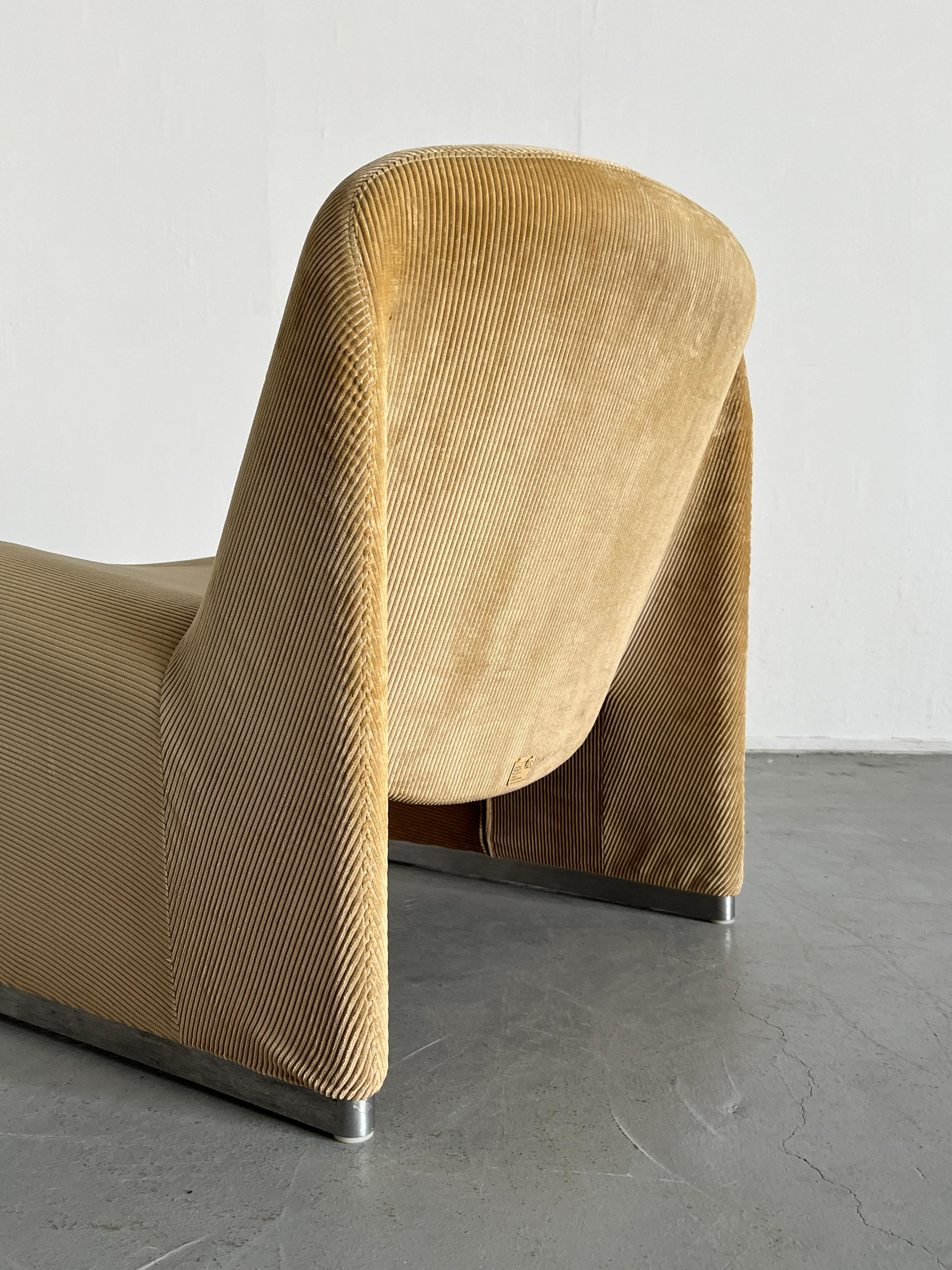 Pair of Alky Chairs in Beige Corduroy by Giancarlo Piretti for Anonima Castelli 2
