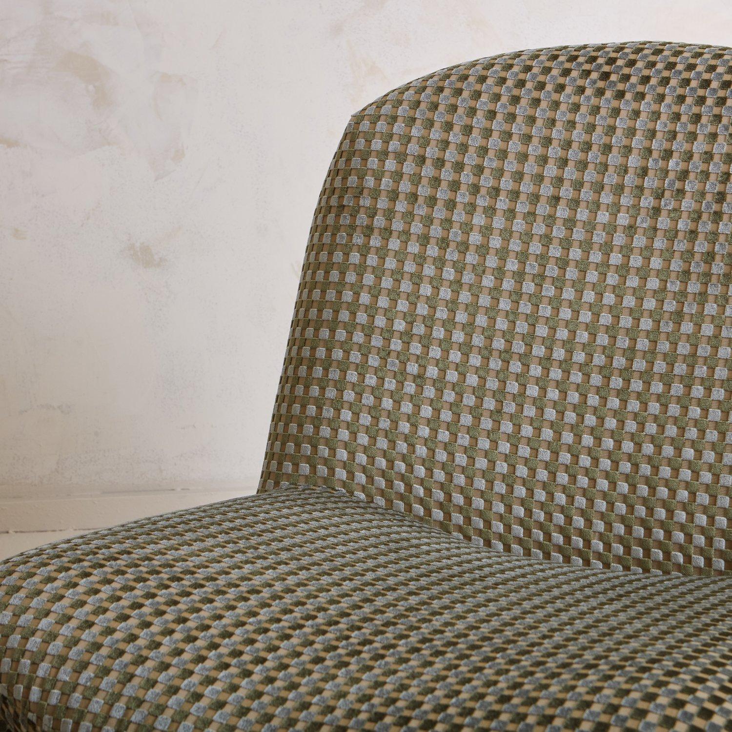 Upholstery Pair of Alky Chairs in Checkered Green Velvet by Giancarlo Piretti for Castelli