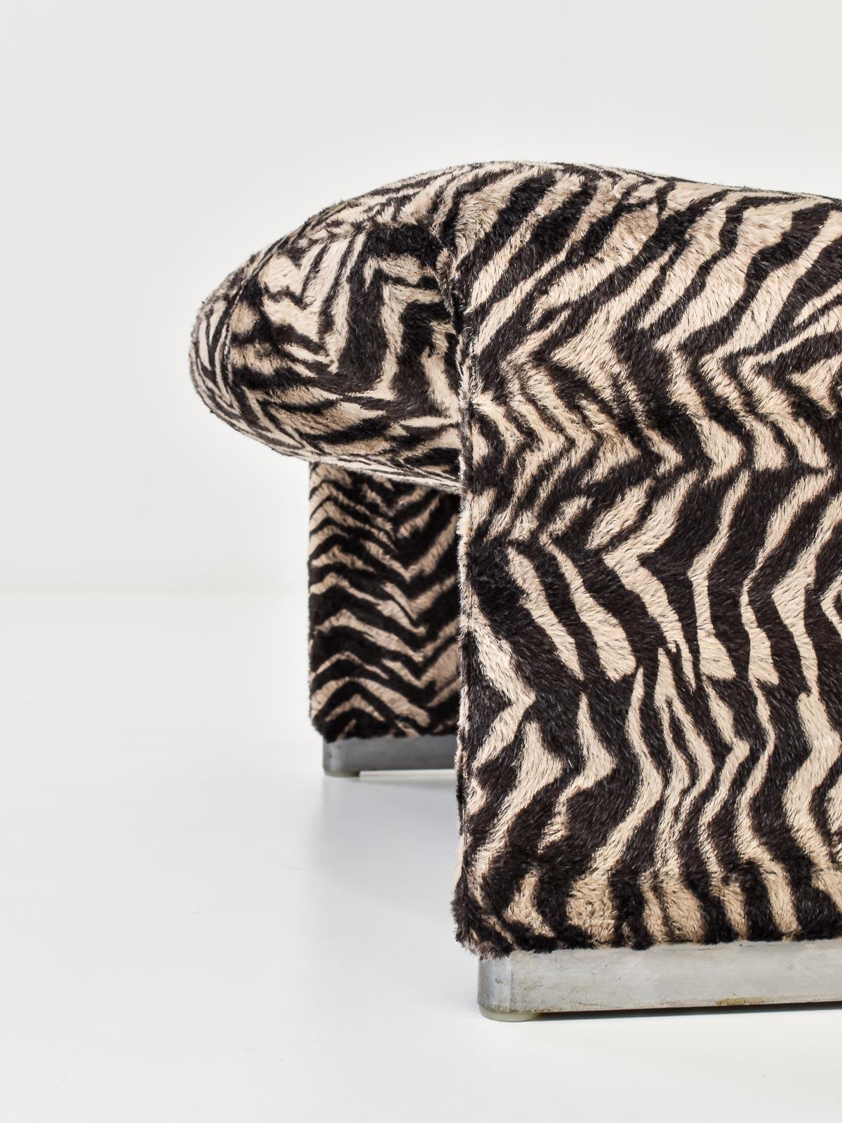 Pair of Alky Chairs in Zebra Fabric by Giancarlo Piretti, 1970s 4