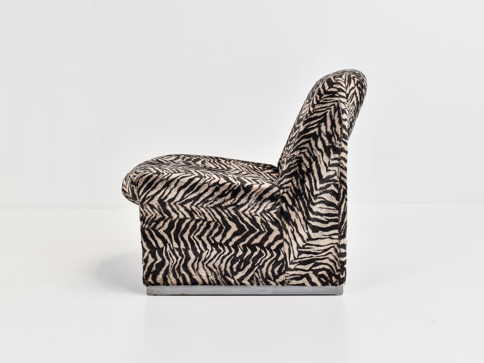 European Pair of Alky Chairs in Zebra Fabric by Giancarlo Piretti, 1970s