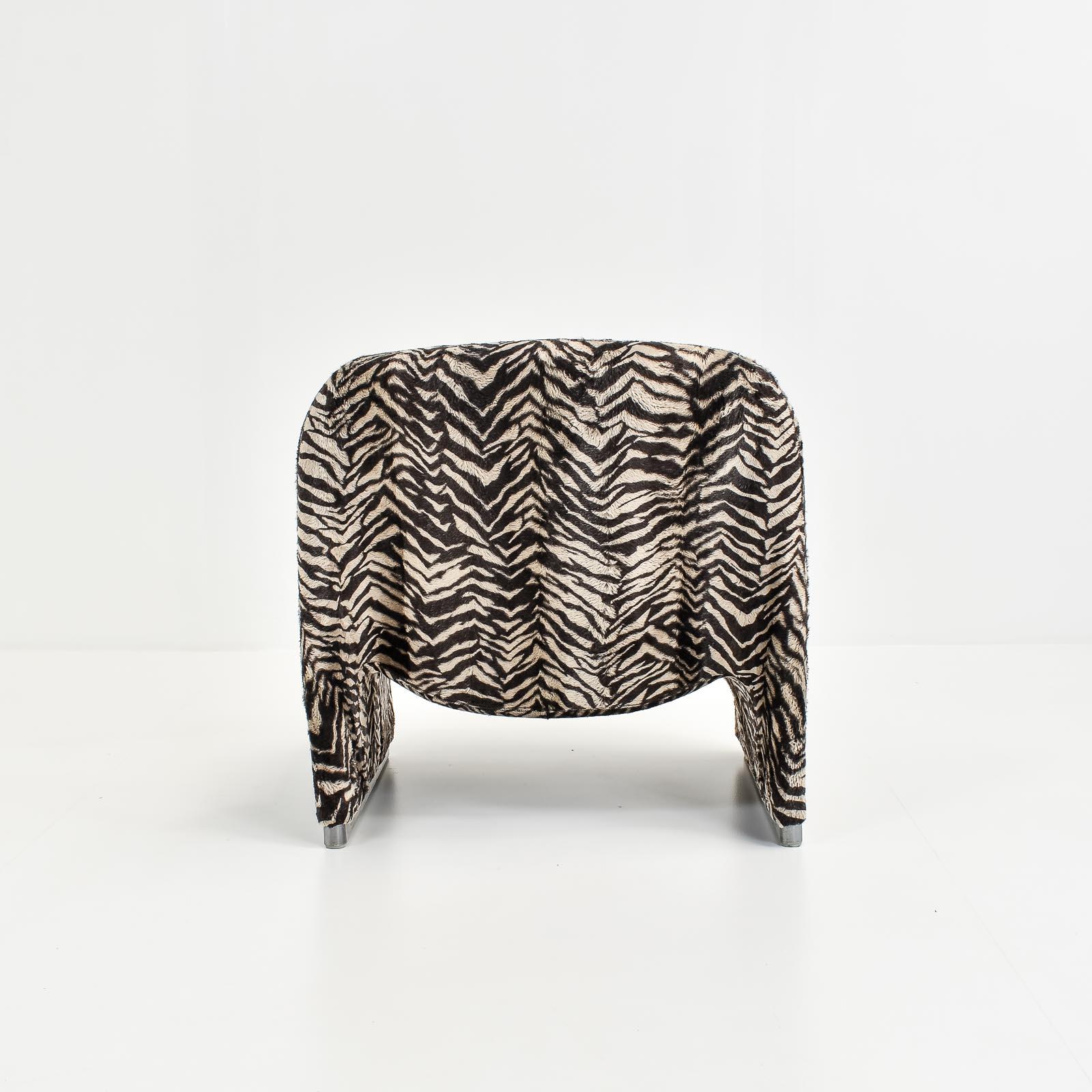 Pair of Alky Chairs in Zebra Fabric by Giancarlo Piretti, 1970s 1