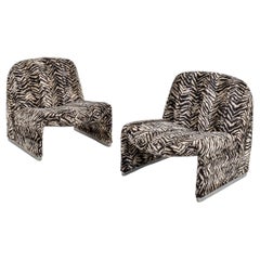 Pair of Alky Chairs in Zebra Fabric by Giancarlo Piretti, 1970s