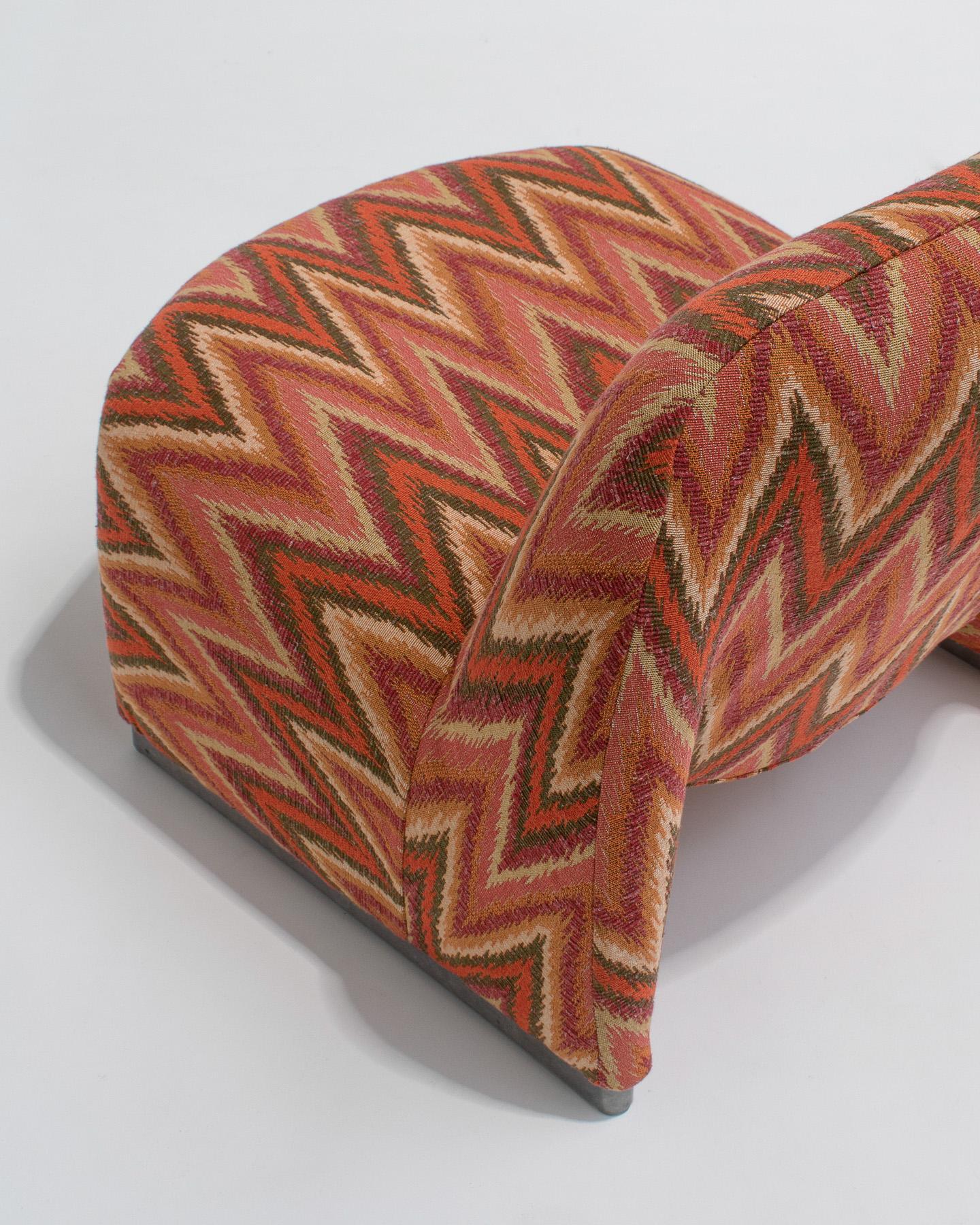 European Pair of Alky Chairs in Zig Zag Fabric by Giancarlo Piretti, 1970s