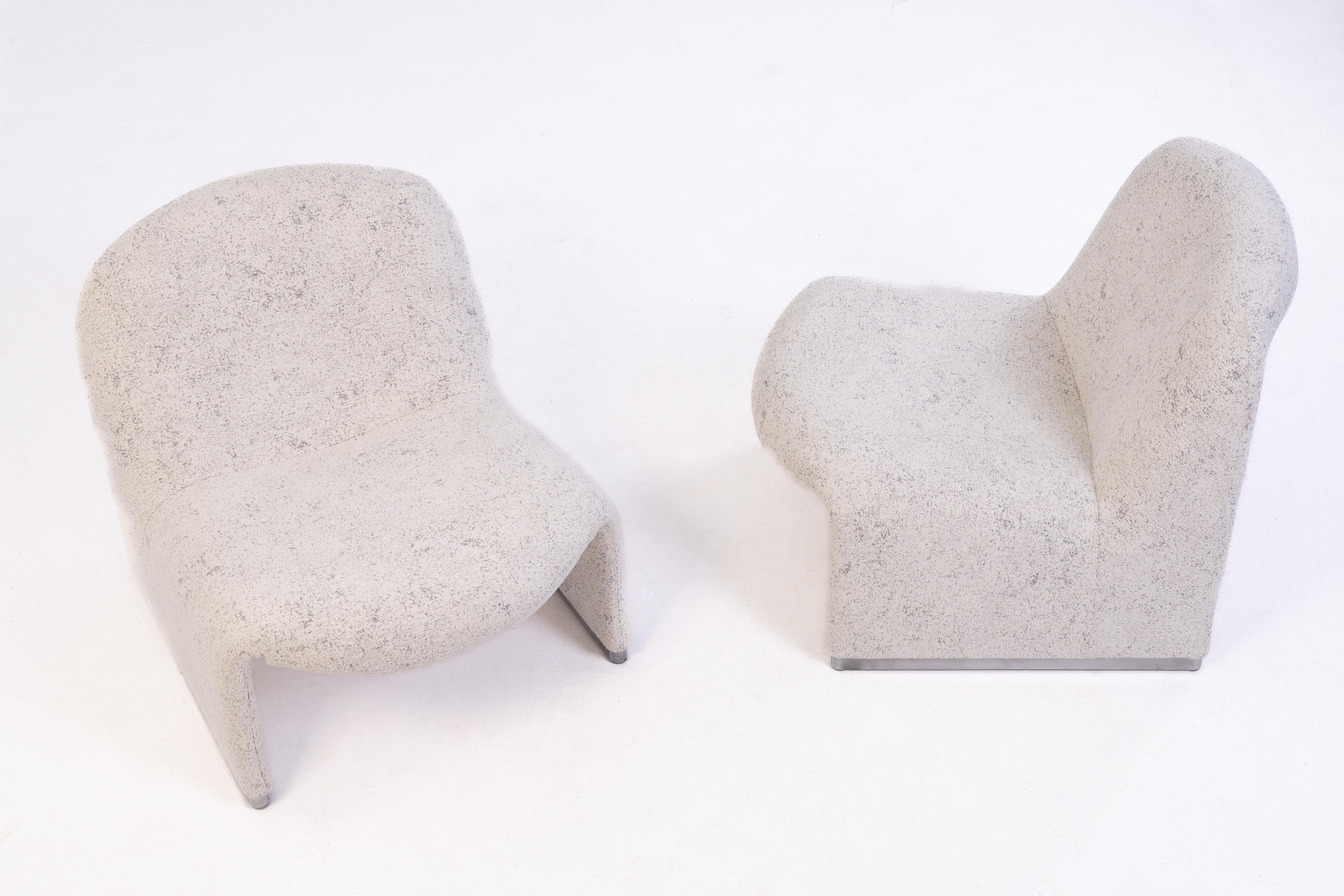 Pair of Alky Lounge Chairs by Giancarlo Piretti, Italy 1970s, in Dedar Fabric 2