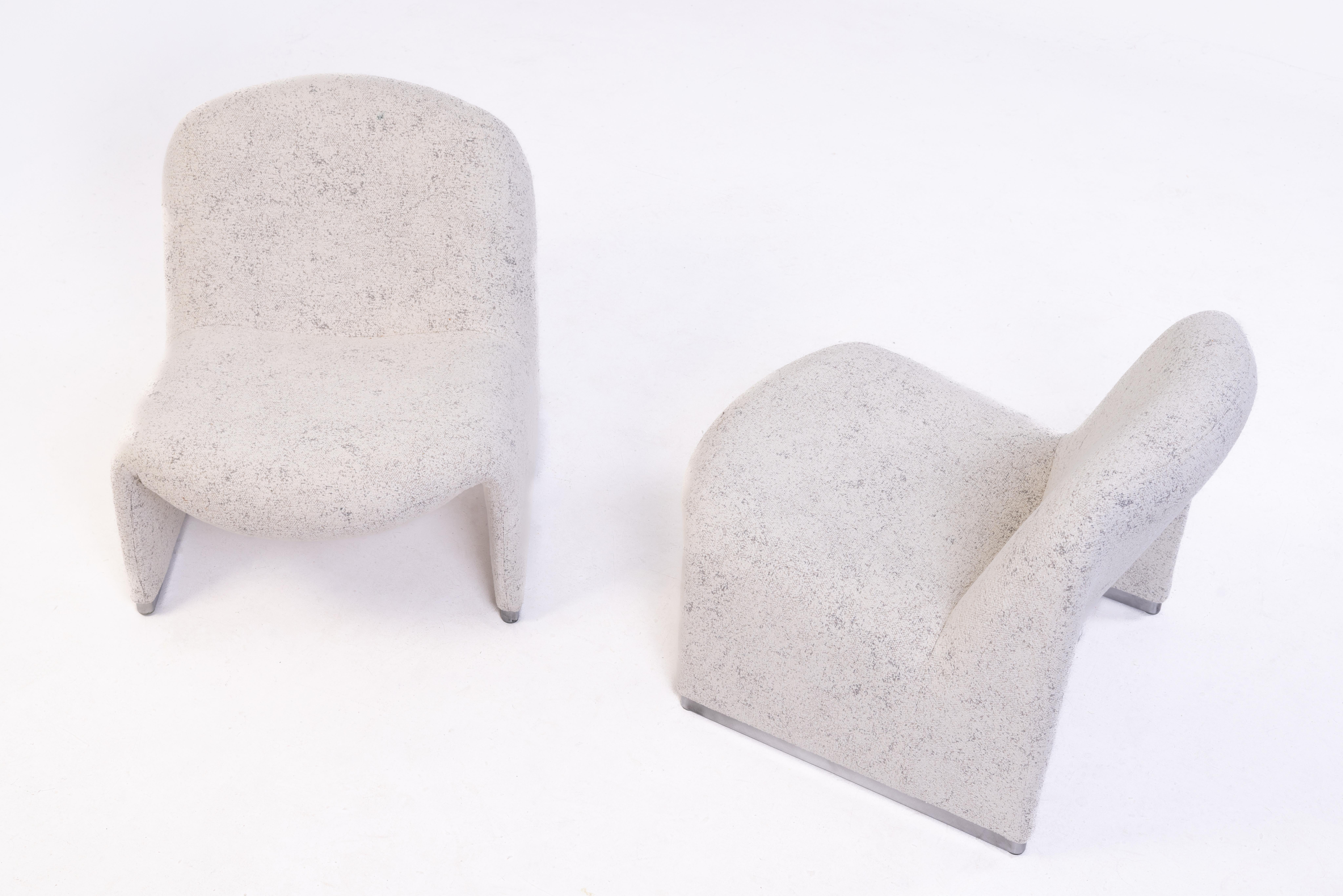 Pair of Alky Lounge Chairs by Giancarlo Piretti, Italy 1970s, in Dedar Fabric 3