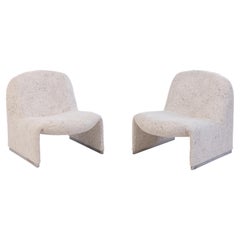 Pair of Alky Lounge Chairs by Giancarlo Piretti, Italy 1970s, in Dedar Fabric