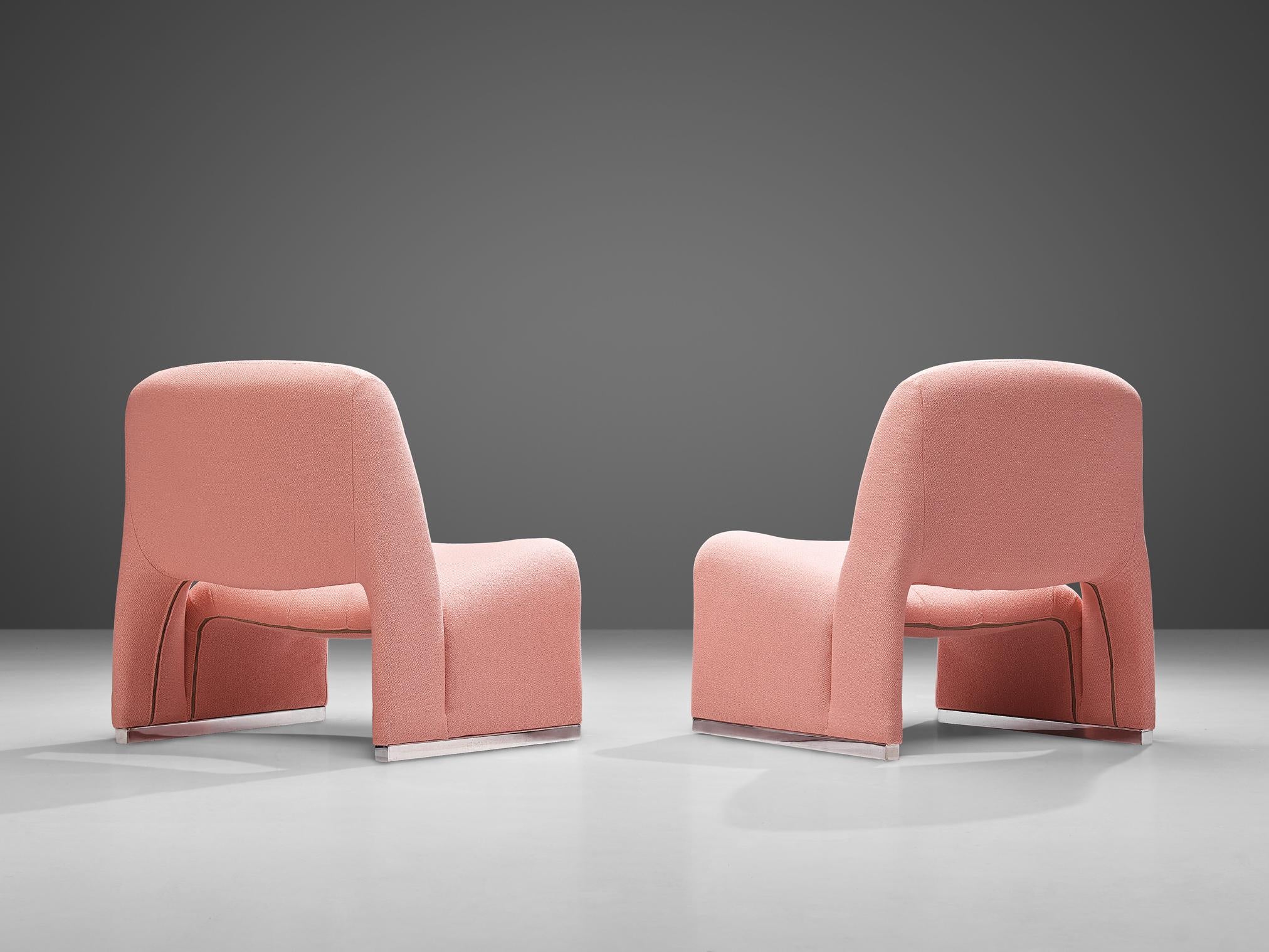 Late 20th Century Reupholstered ‘Alky’ Lounge Chairs in the Style of Giancarlo Piretti