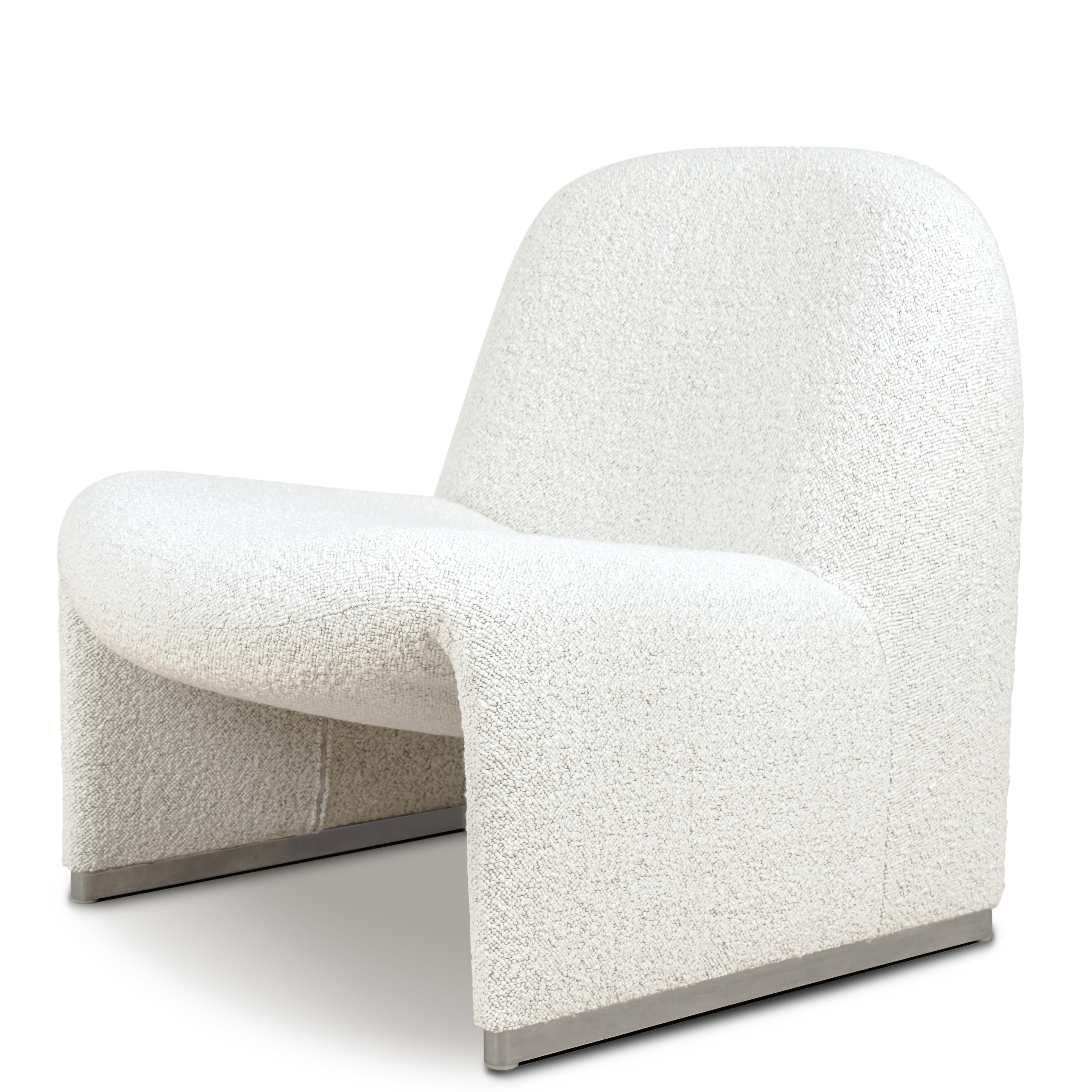 Late 20th Century Pair of “Alky” Chairs by G. Piretti for Castelli New Upholstery Boucle by Dedar