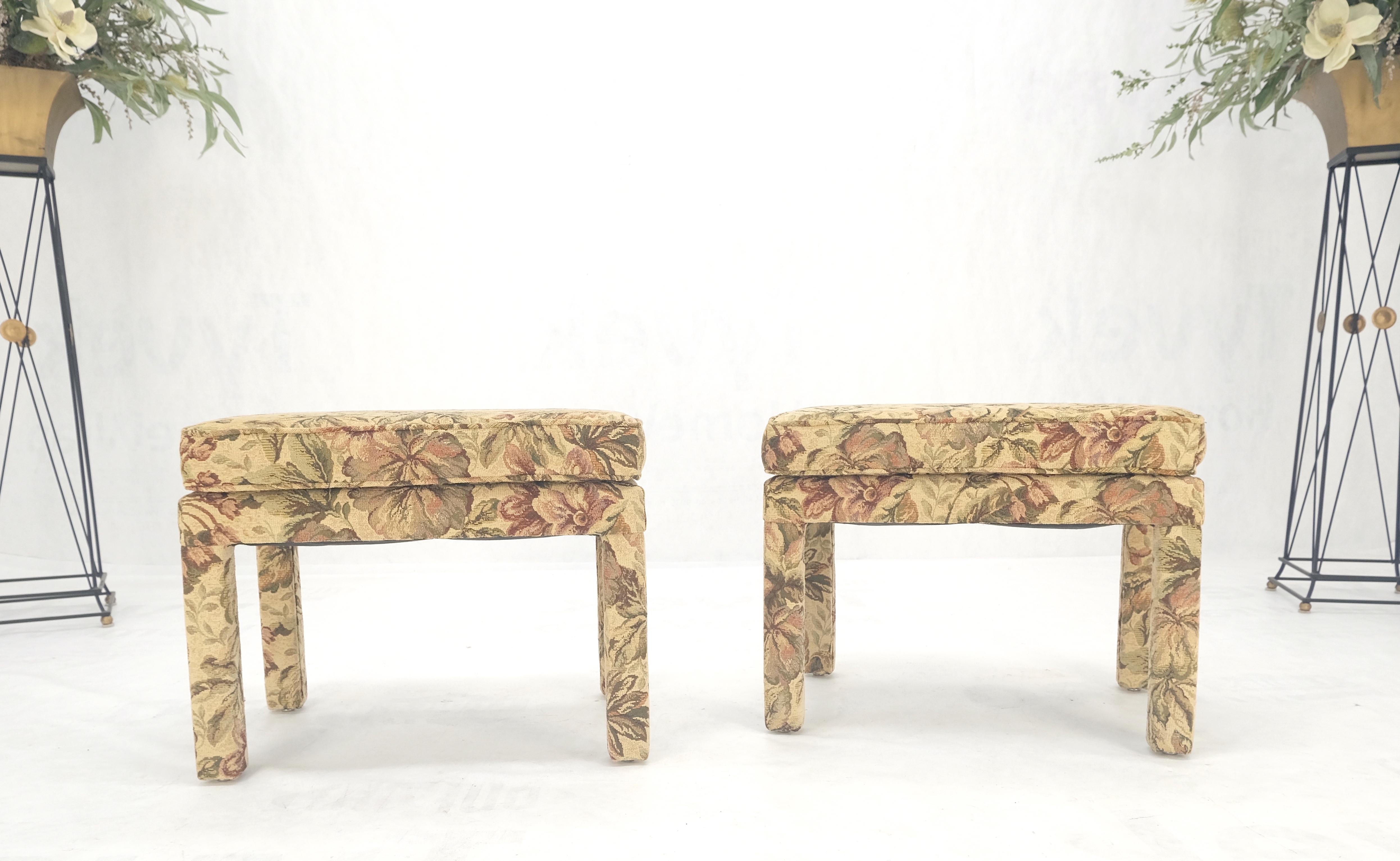 20th Century Pair of All Upholstered Flower Pattern c1960s Benches Billy Baldwin Style MINT! For Sale