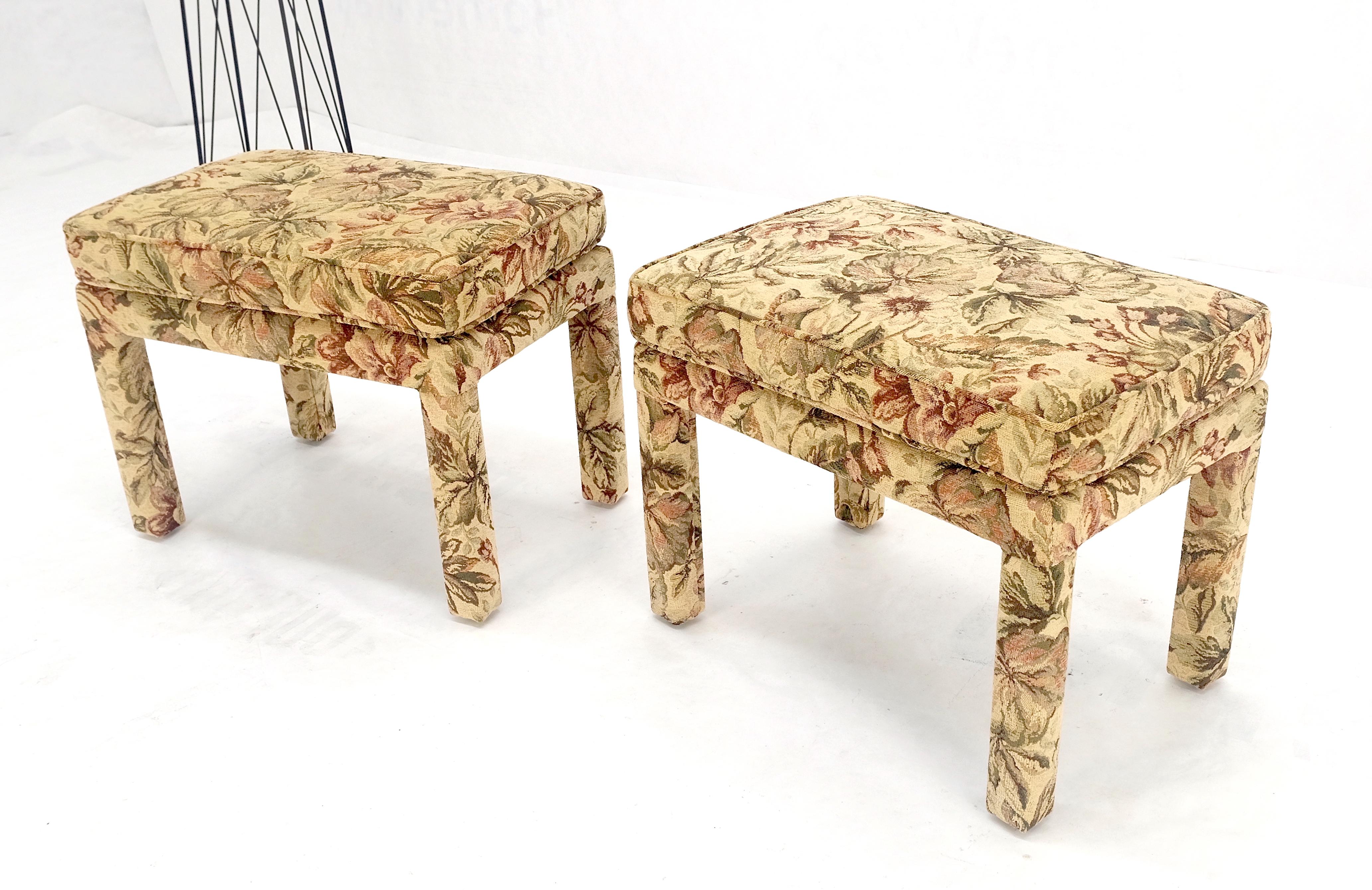 Pair of All Upholstered Flower Pattern c1960s Benches Billy Baldwin Style MINT! For Sale 1