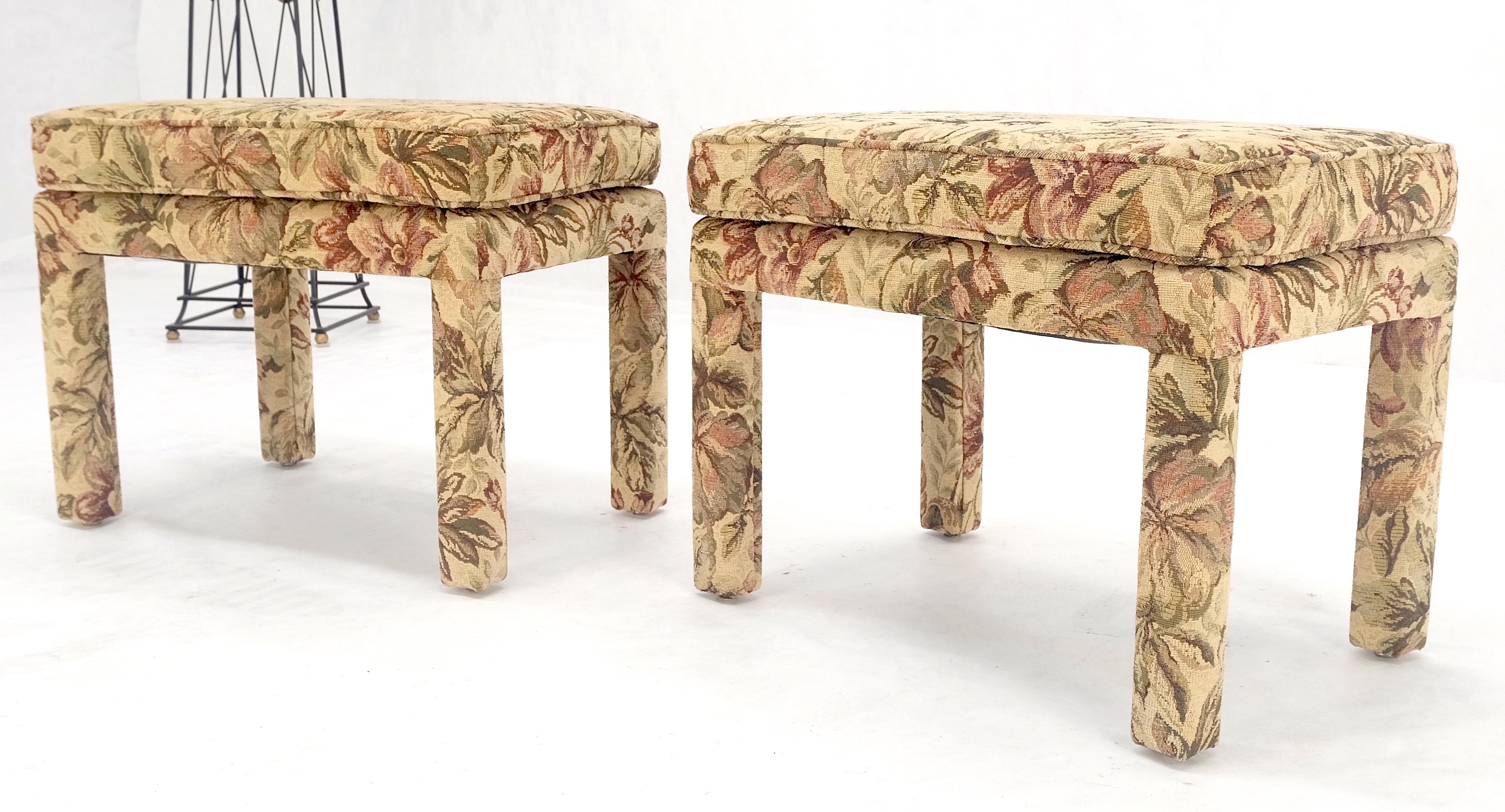 Pair of All Upholstered Flower Pattern c1960s Benches Billy Baldwin Style MINT! For Sale 3
