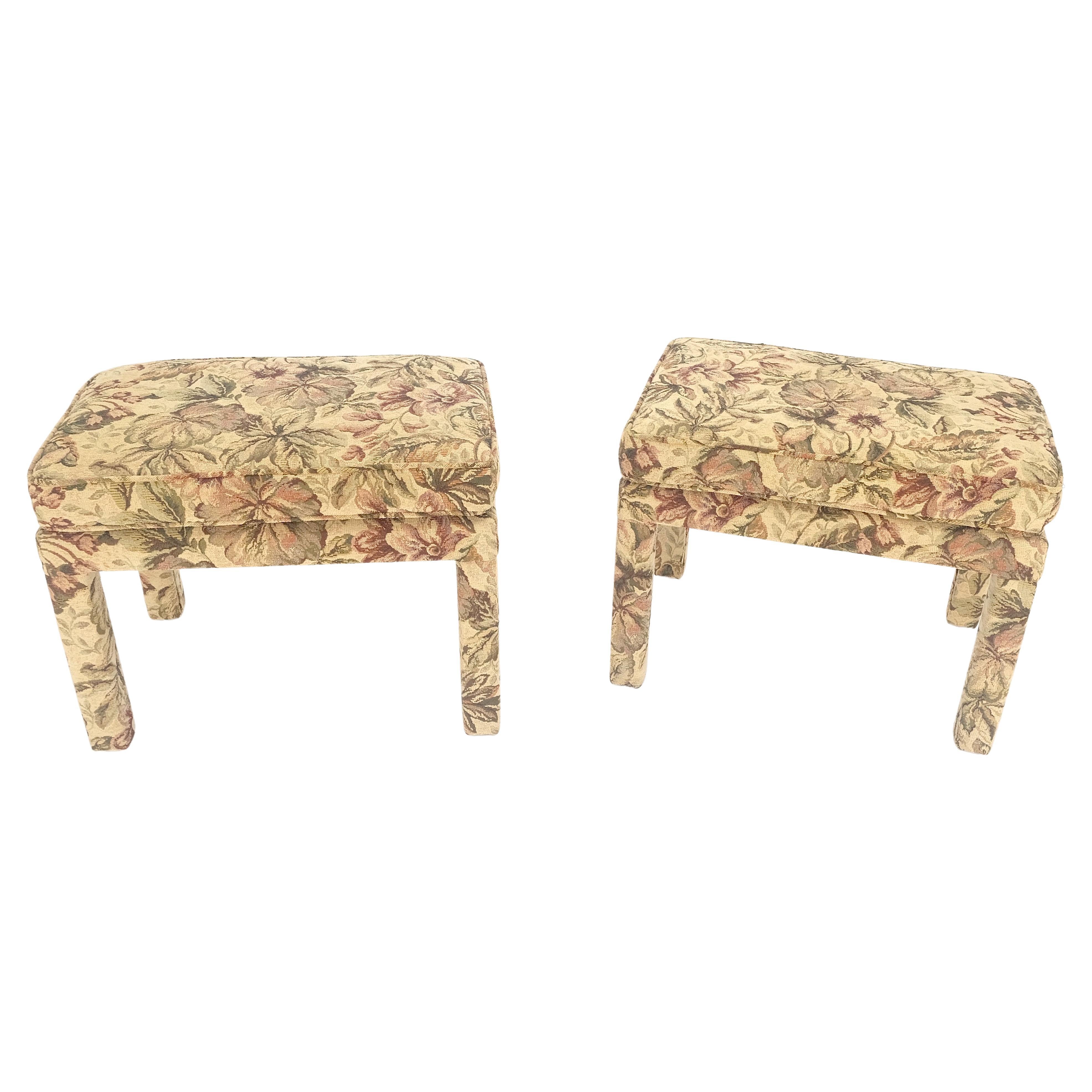 Pair of All Upholstered Flower Pattern c1960s Benches Billy Baldwin Style MINT! For Sale