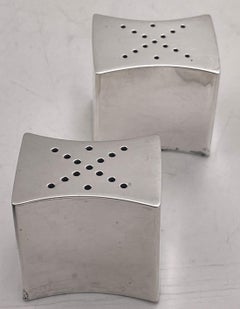 Coppia di Shakers in argento Sterling di Allan Adler, sale e pepe, stile metà del secolo scorso.