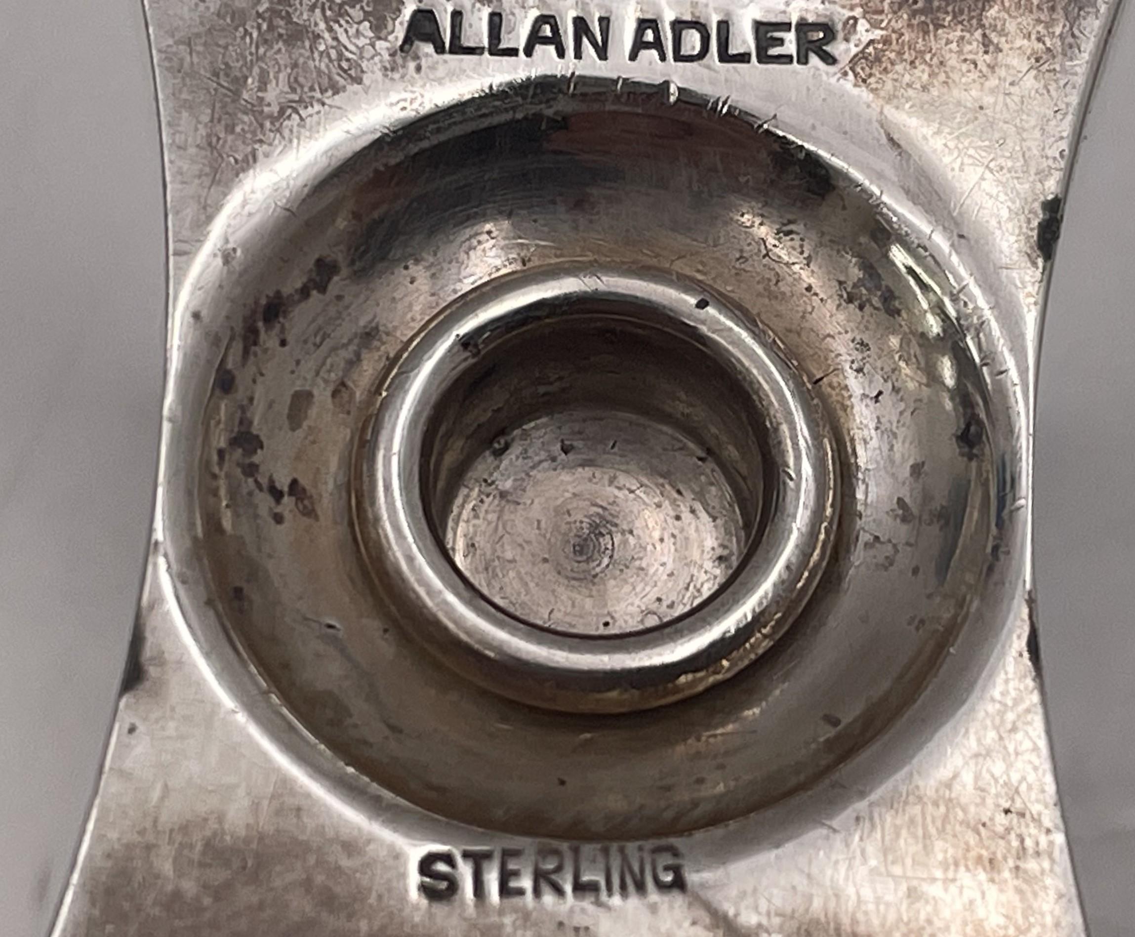 20ième siècle Paire de salières et poivrières en argent sterling Allan Adler Mid-Century Modern en vente