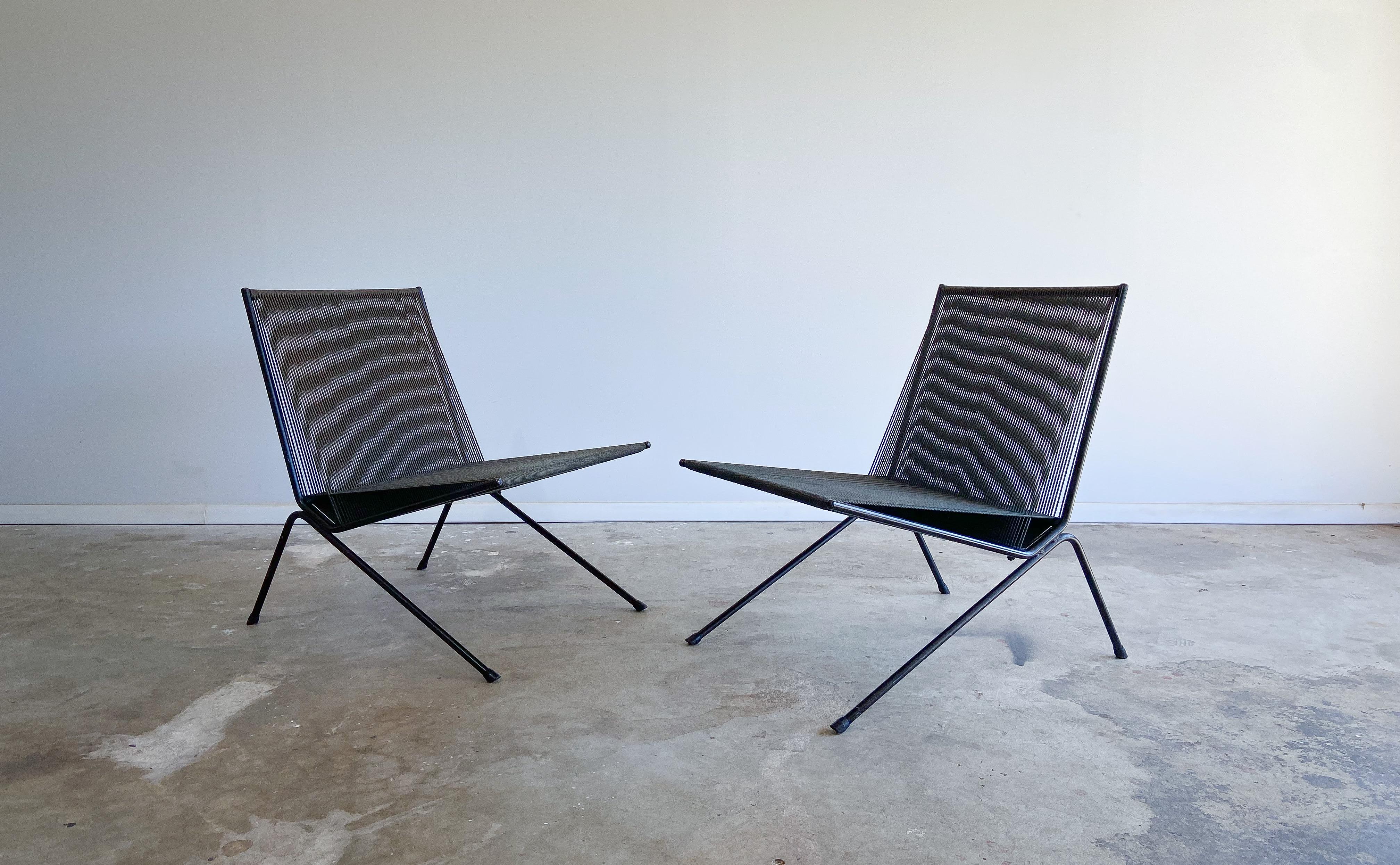 American A Pair of Allan Gould Iron and String “Bow” Lounge Chairs, 1950s For Sale