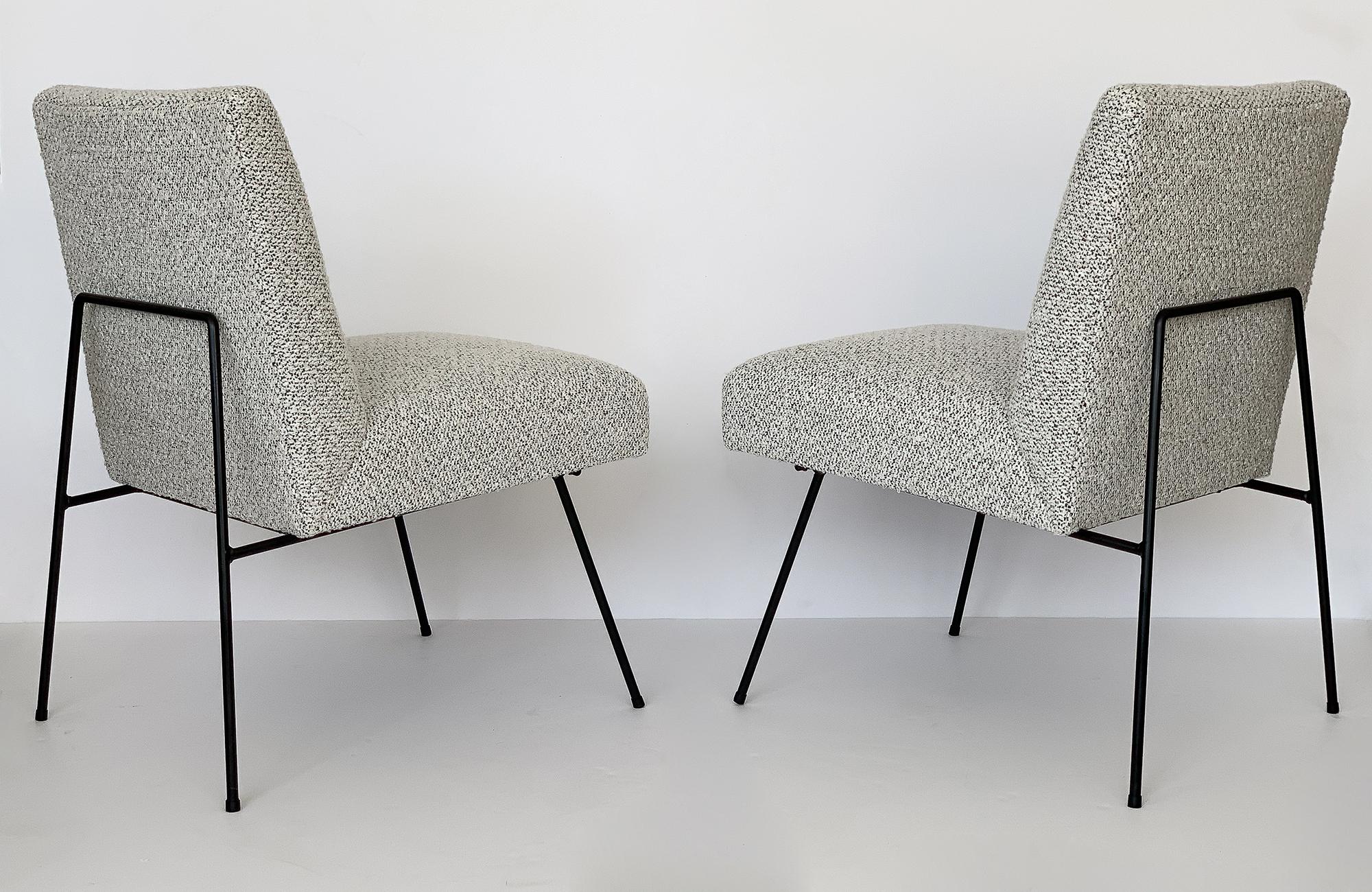 Mid-Century Modern Pair of Allan Gould Style Iron Frame Lounge Chairs