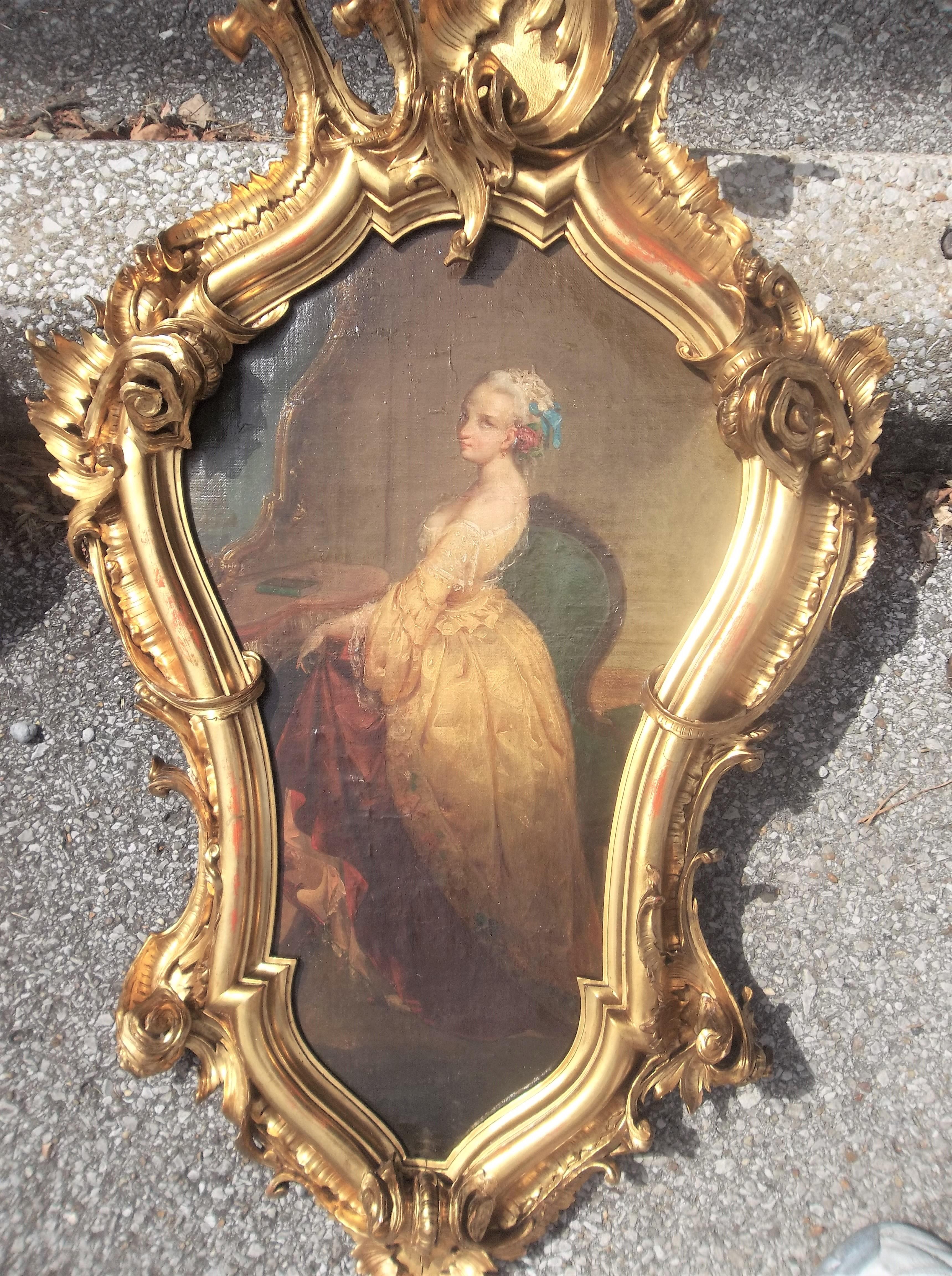 Pair of Allegorical Italian or Venetian Oils in Carved Giltwood Frames 2