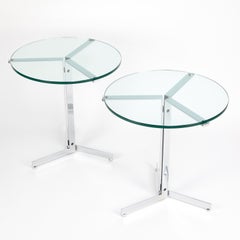 Pair of "Alpha" Side Tables in Polished Chrome and Glass, 1970s