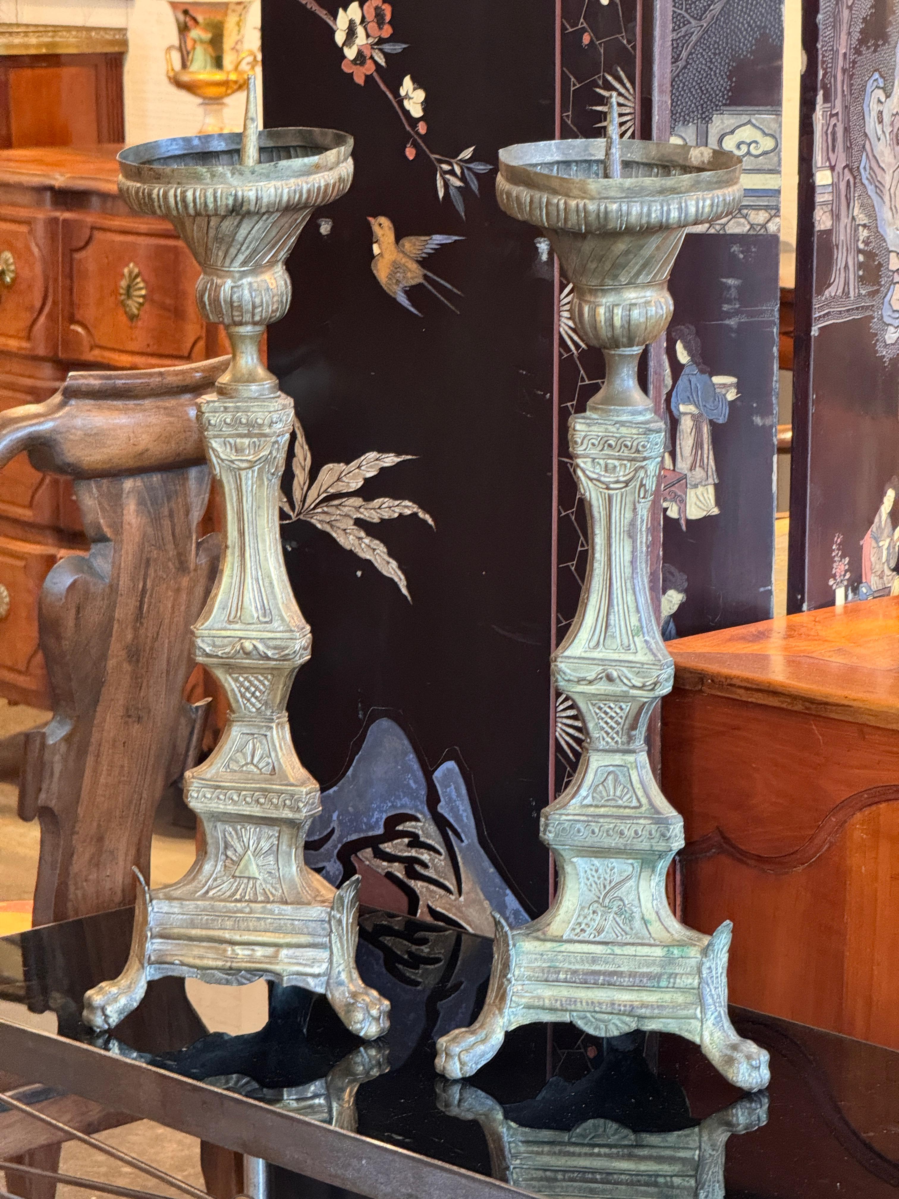 French Pair of Altar Sticks For Sale