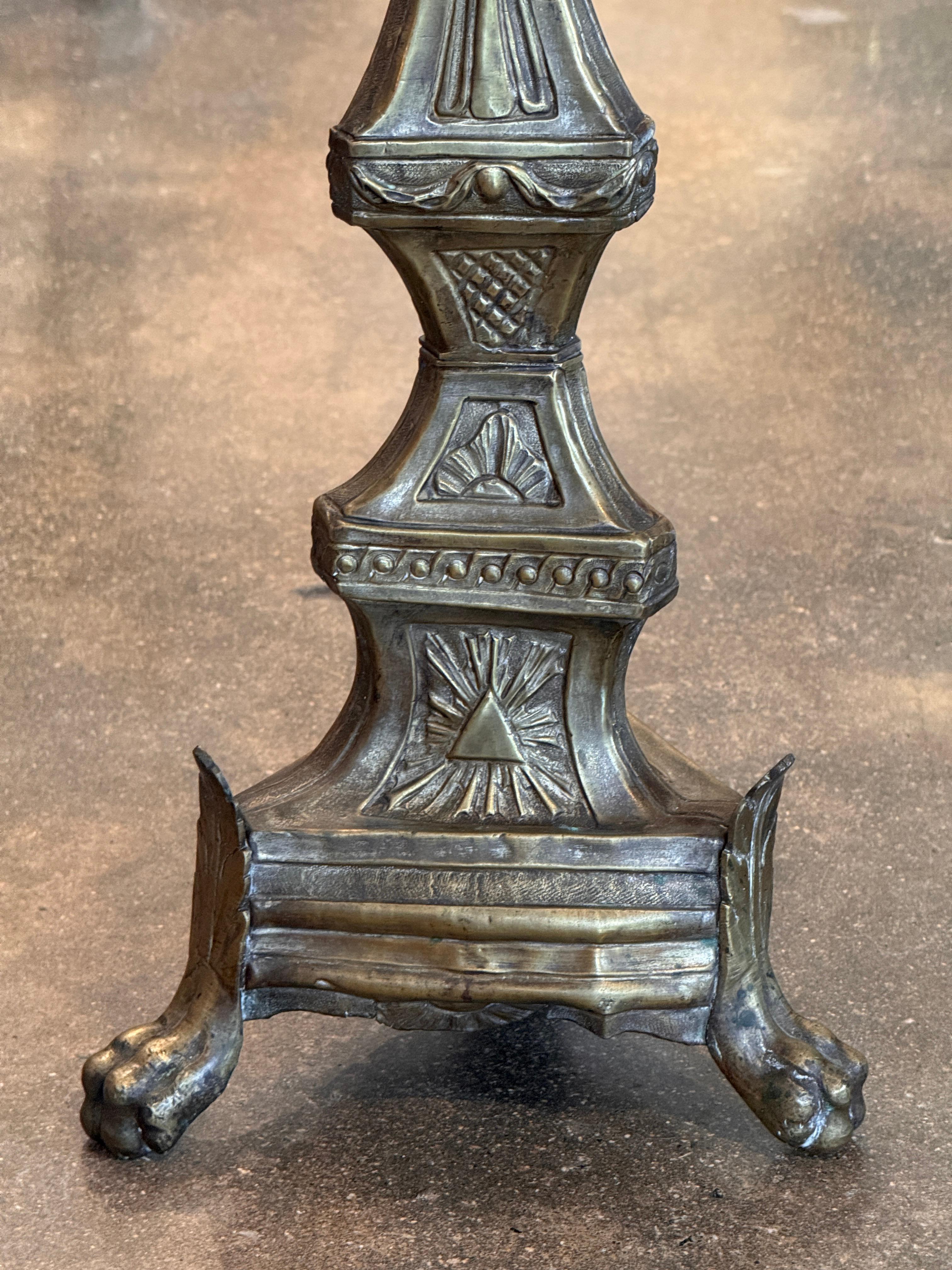 Brass Pair of Altar Sticks For Sale