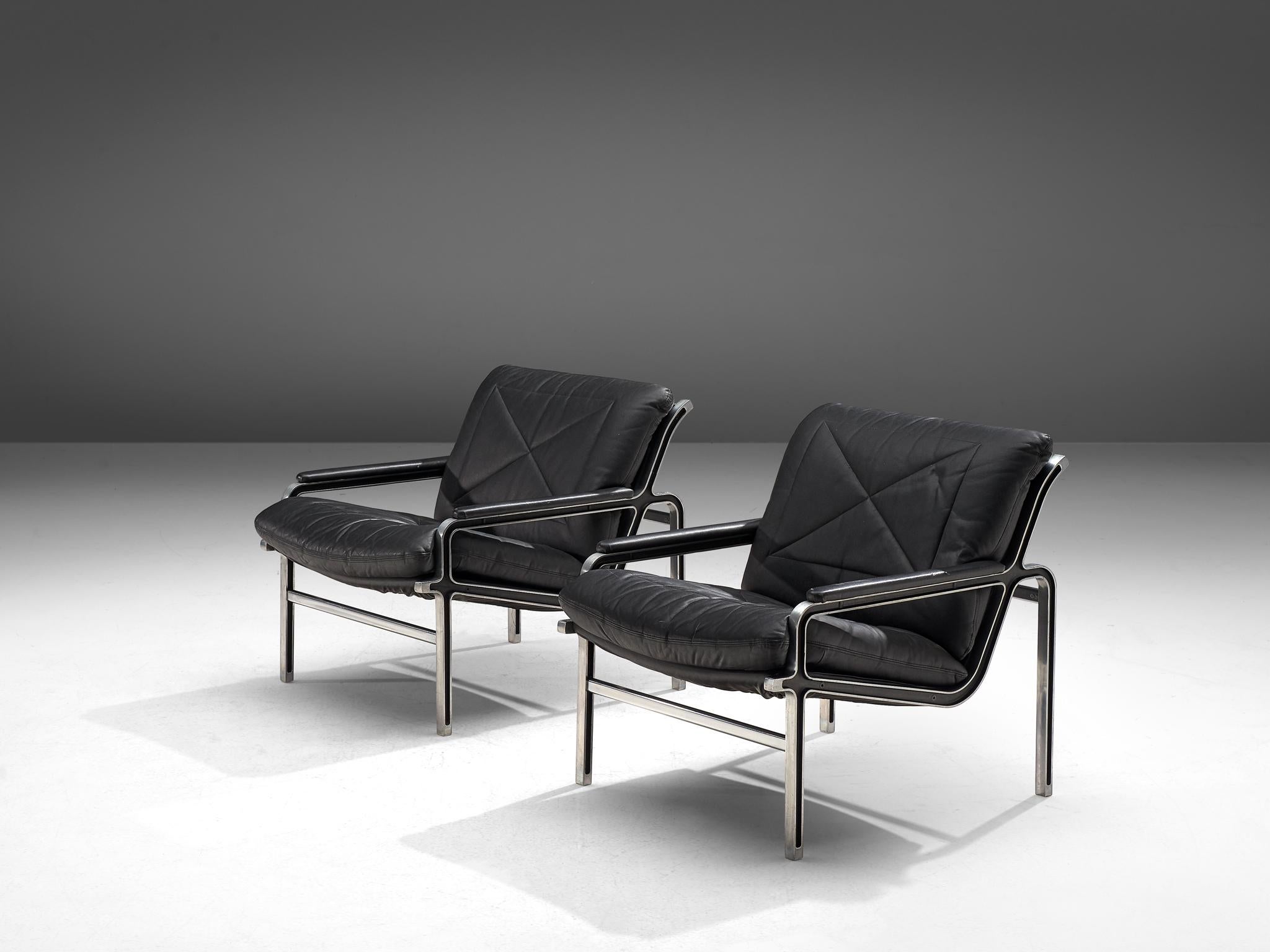 Swiss Pair of 'Aluline' Easy Chairs by Andre Vandenbeuck for Strassle