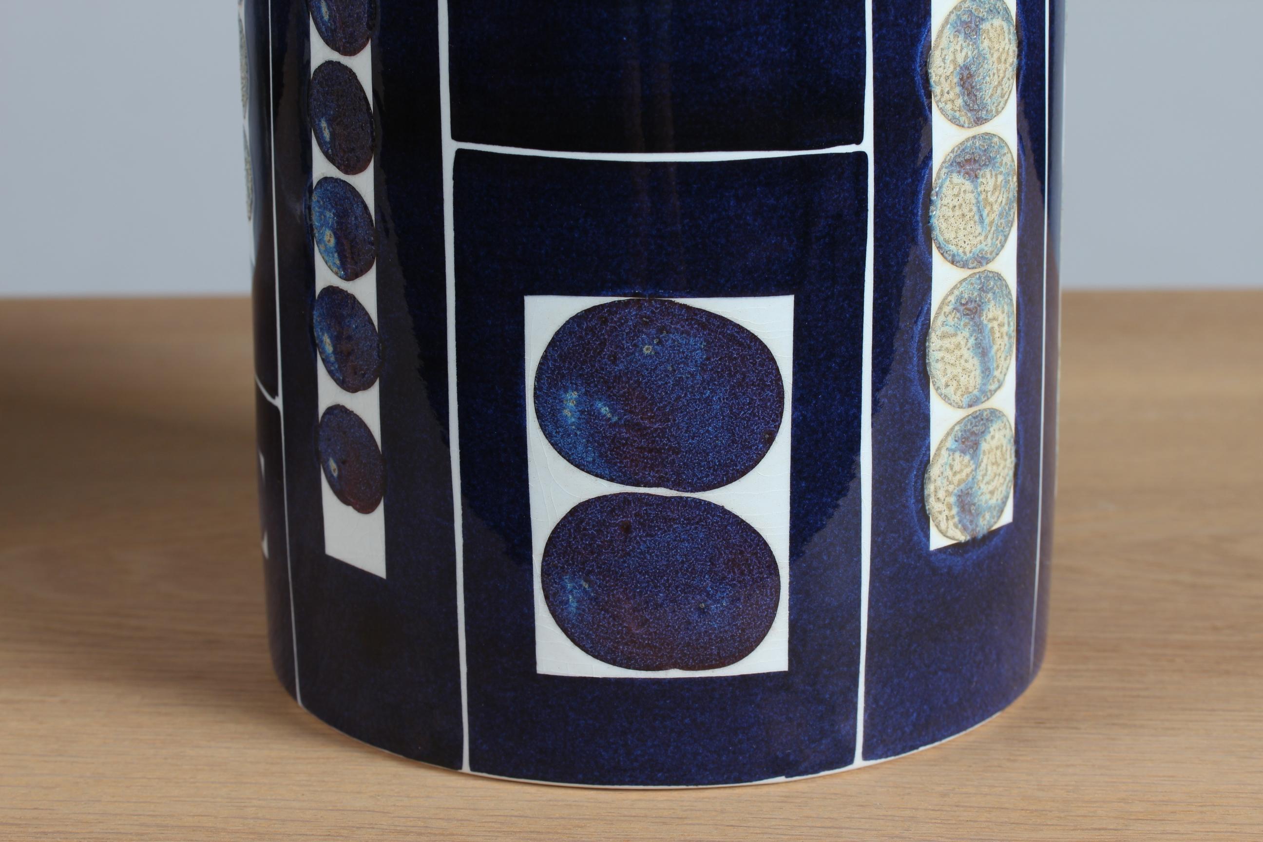 Pair of Aluminia Tall Table Lamps by Inge-Lise Koefoed, Danish Ceramic 1960s In Good Condition For Sale In Aarhus C, DK