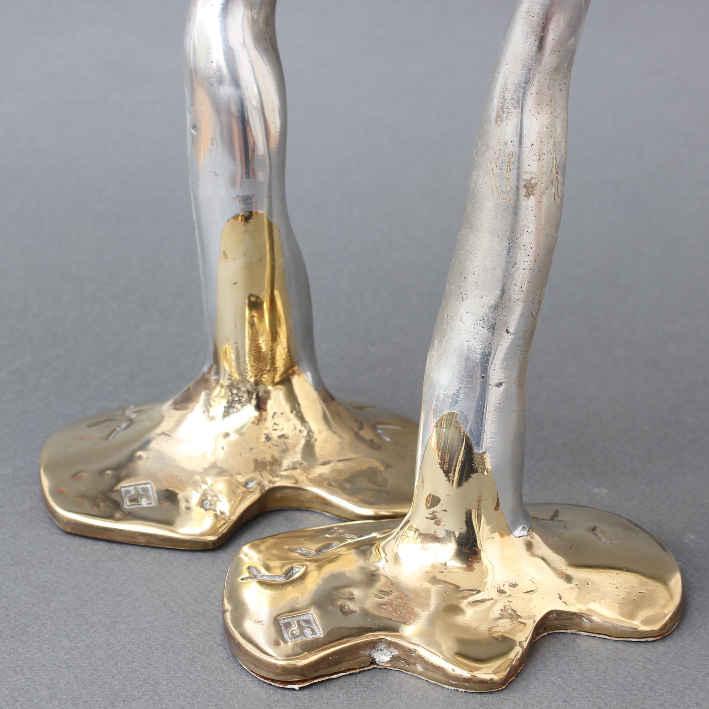 Pair of Aluminium and Brass Candlesticks by David Marshall, 'circa 1970s' 4