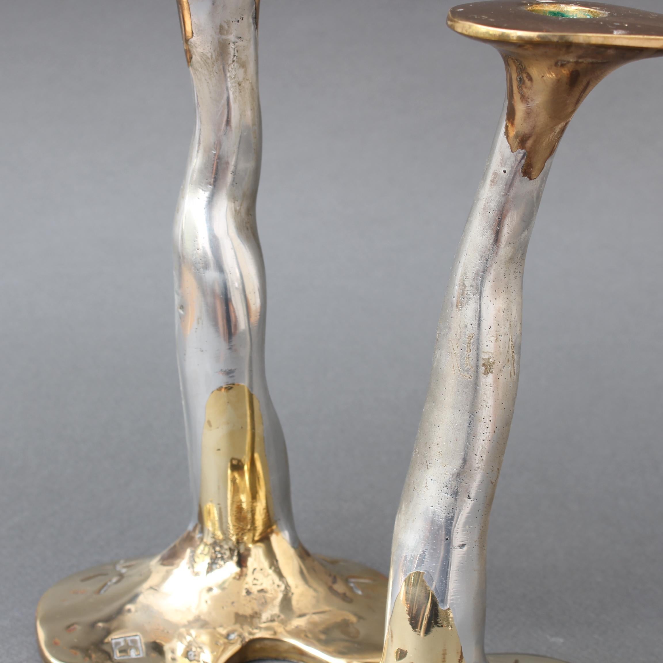 Pair of Aluminium and Brass Candlesticks by David Marshall, 'circa 1970s' 5