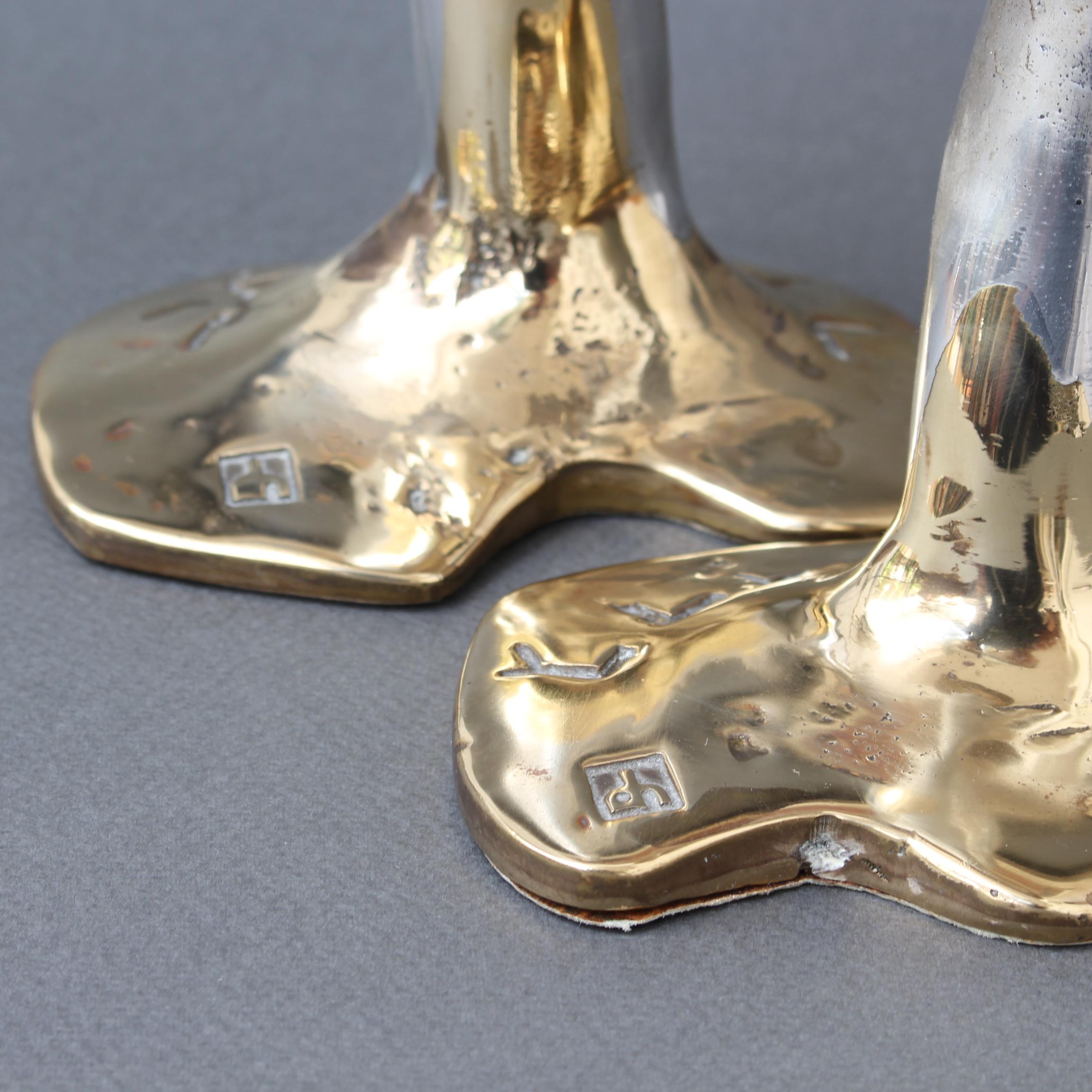 Pair of Aluminium and Brass Candlesticks by David Marshall, 'circa 1970s' 7